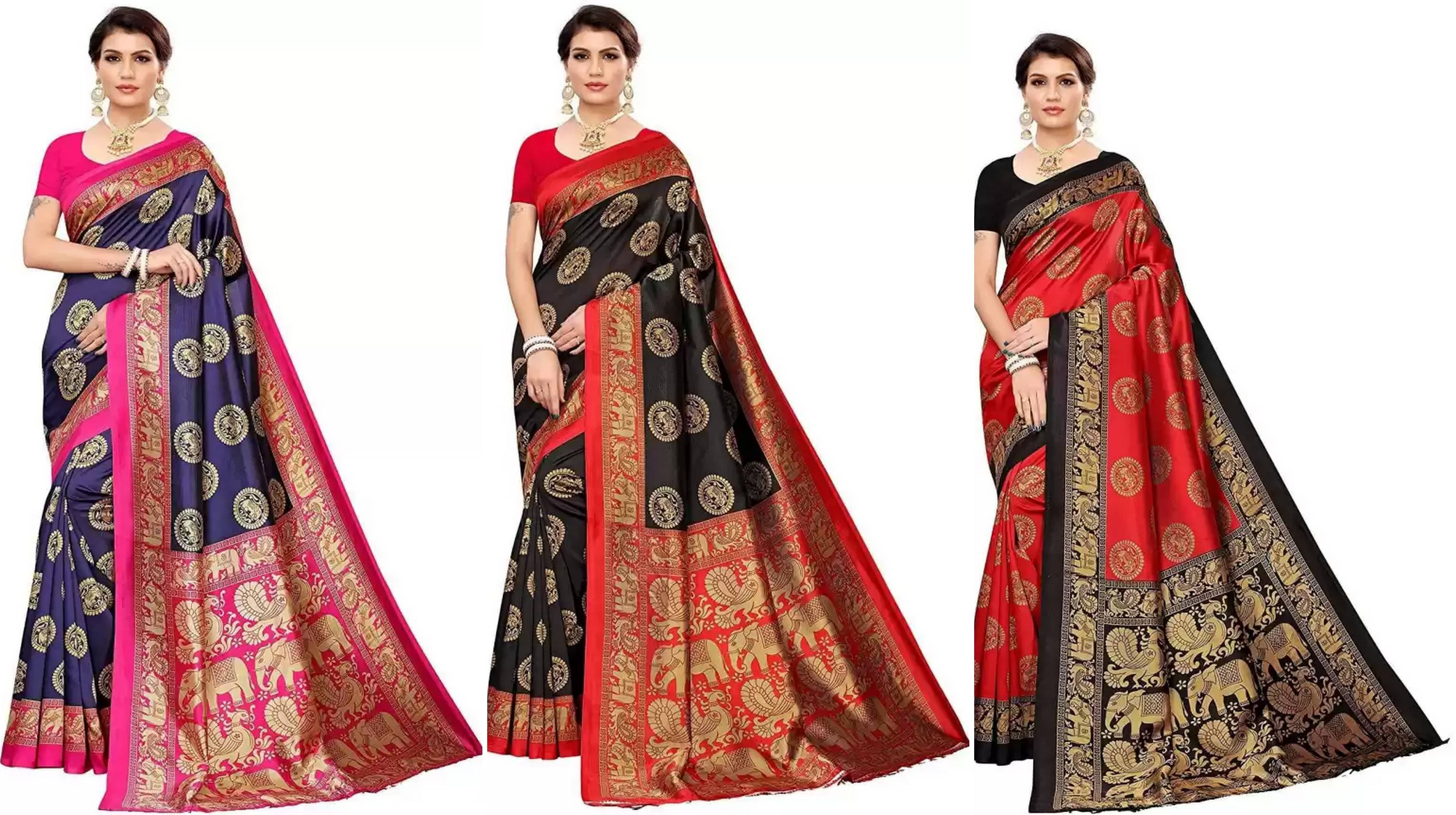     			RUNAYA NX Art Silk Printed Saree With Unstitched Blouse Piece ( Multicolor )
