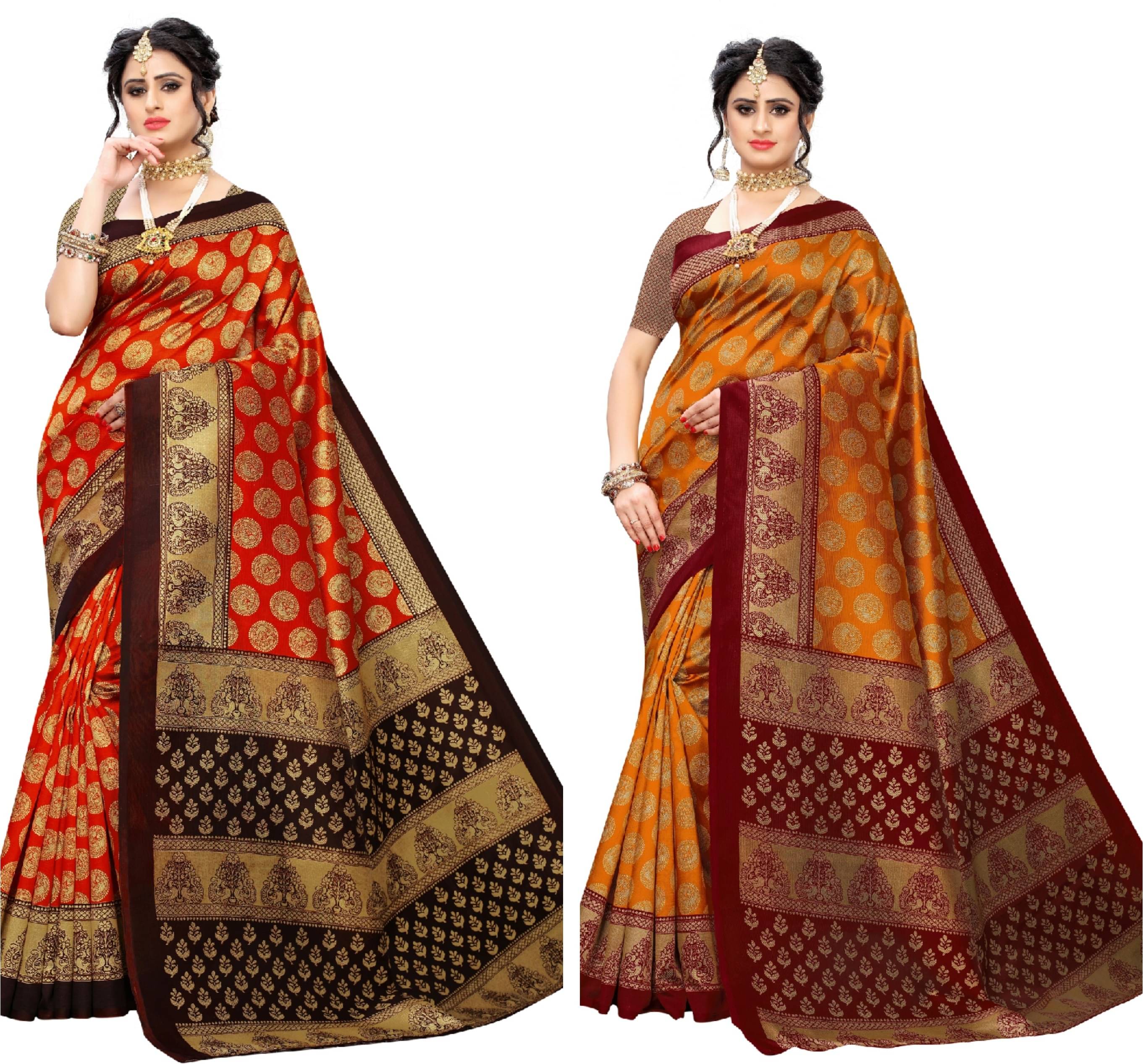     			RUNAYA NX Art Silk Printed Saree With Unstitched Blouse Piece ( Multicolor )