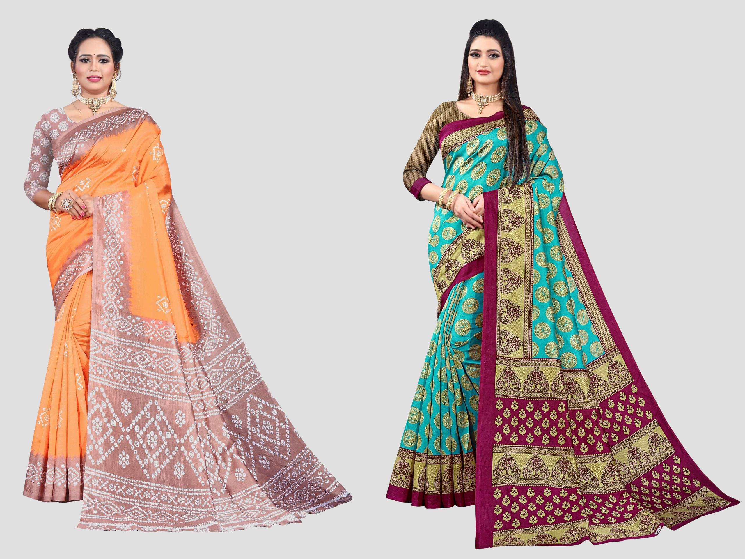     			RUNAYA NX Art Silk Printed Saree With Unstitched Blouse Piece ( Multicolor )