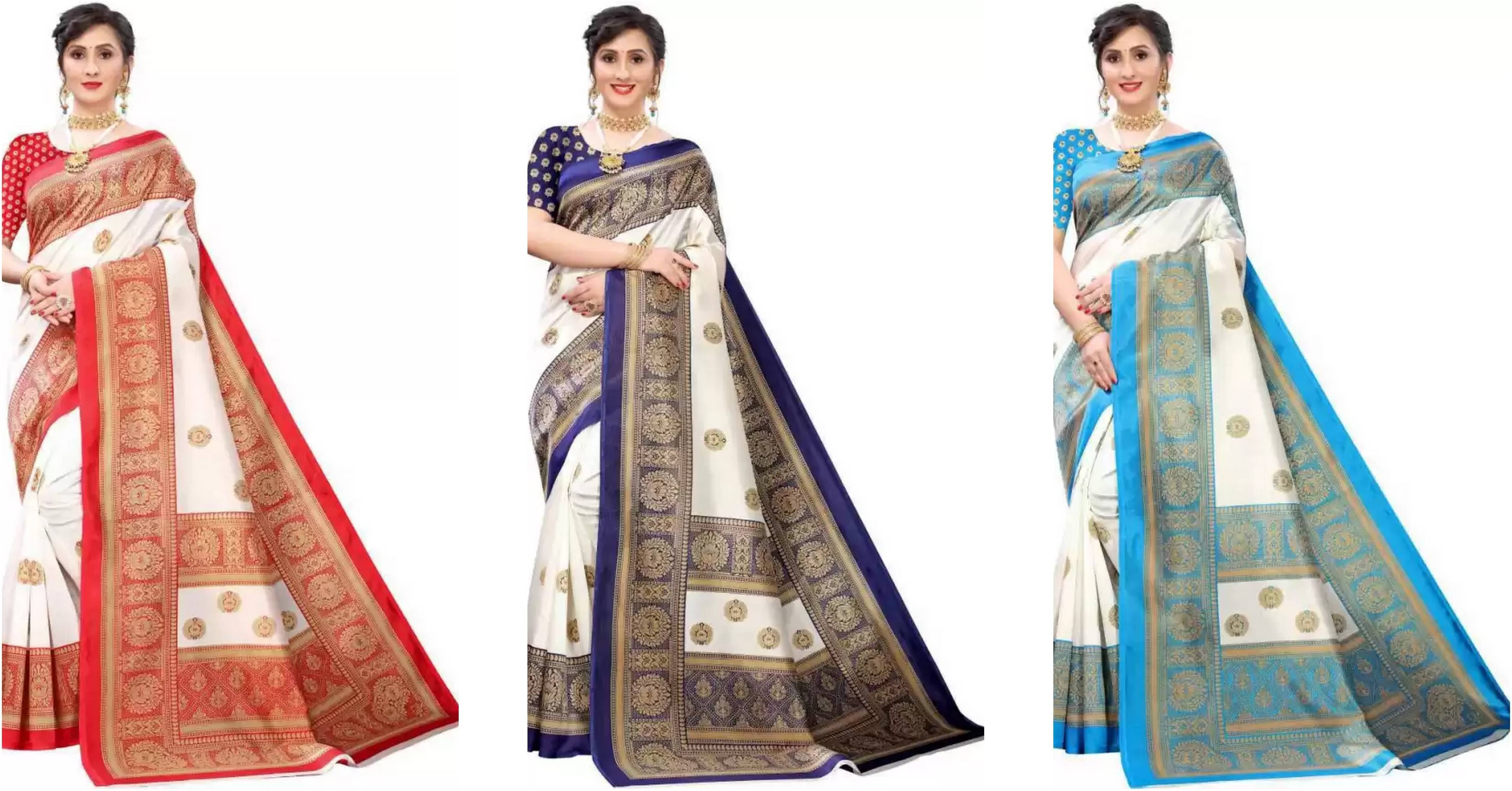 RUNAYA NX Art Silk Printed Saree With Unstitched Blouse Piece ( Multicolor ) RUNAYA NX Art Silk Printed Saree With Unstitched Blouse Piece ( Multicolor )