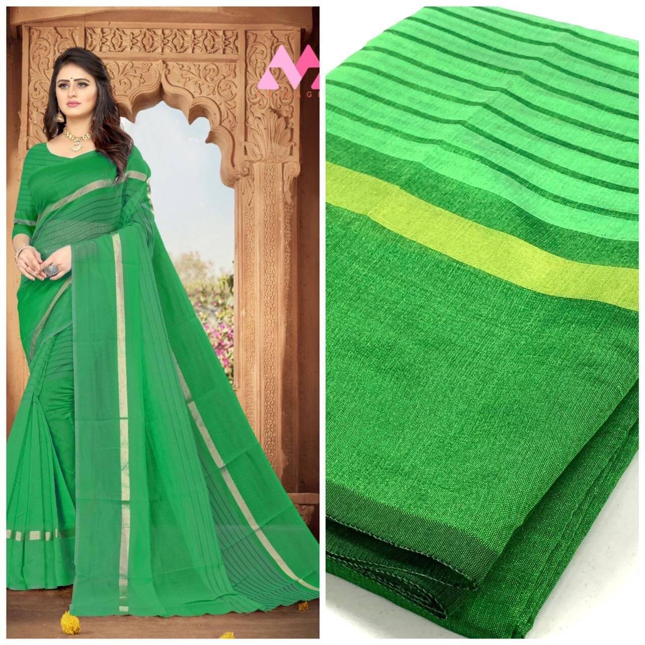 RUNAYA NX Art Silk Printed Saree With Unstitched Blouse Piece ( Green ) RUNAYA NX Art Silk Printed Saree With Unstitched Blouse Piece ( Green )