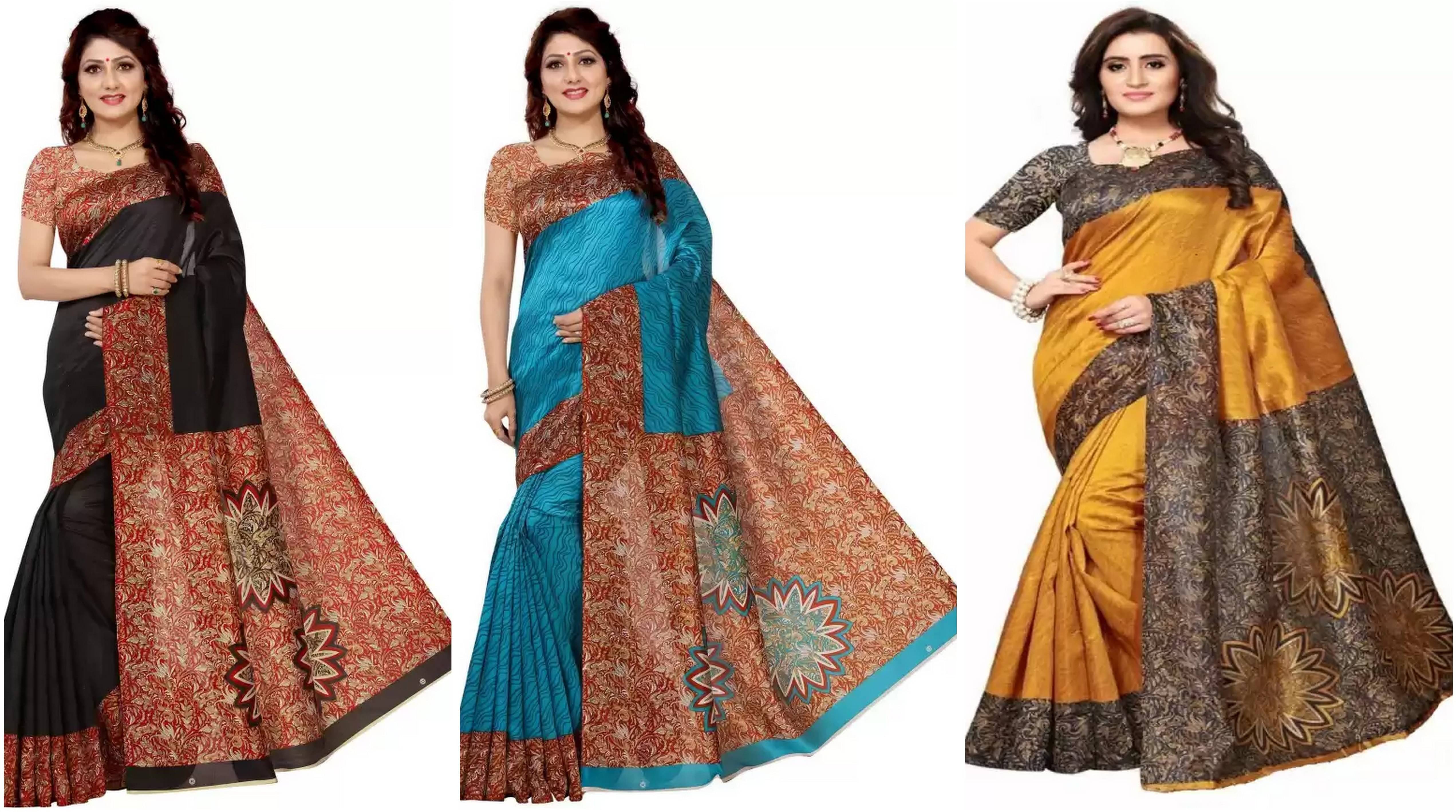     			RUNAYA NX Art Silk Printed Saree With Unstitched Blouse Piece ( Multicolor )