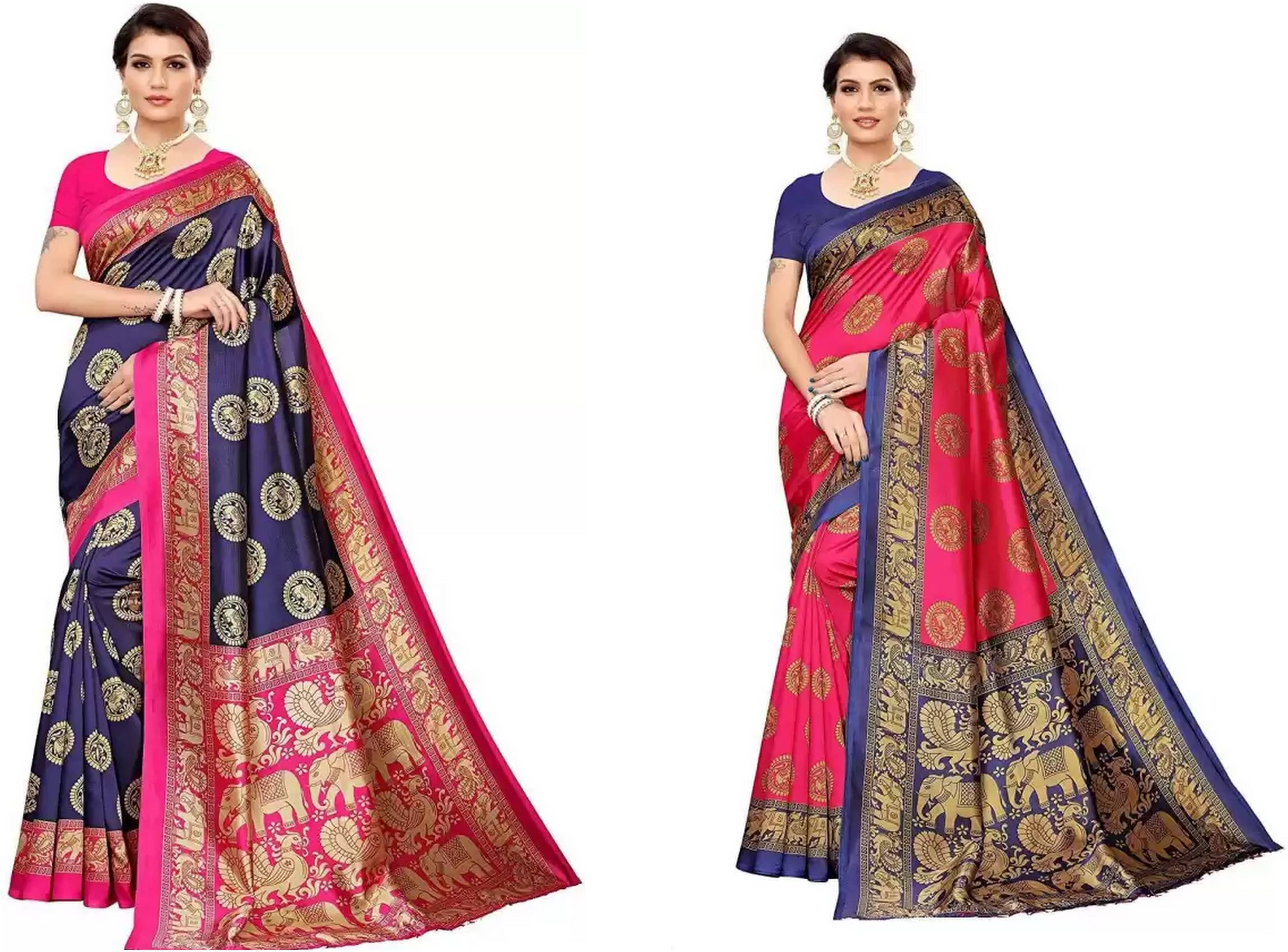     			RUNAYA NX Art Silk Printed Saree With Unstitched Blouse Piece ( Multicolor )