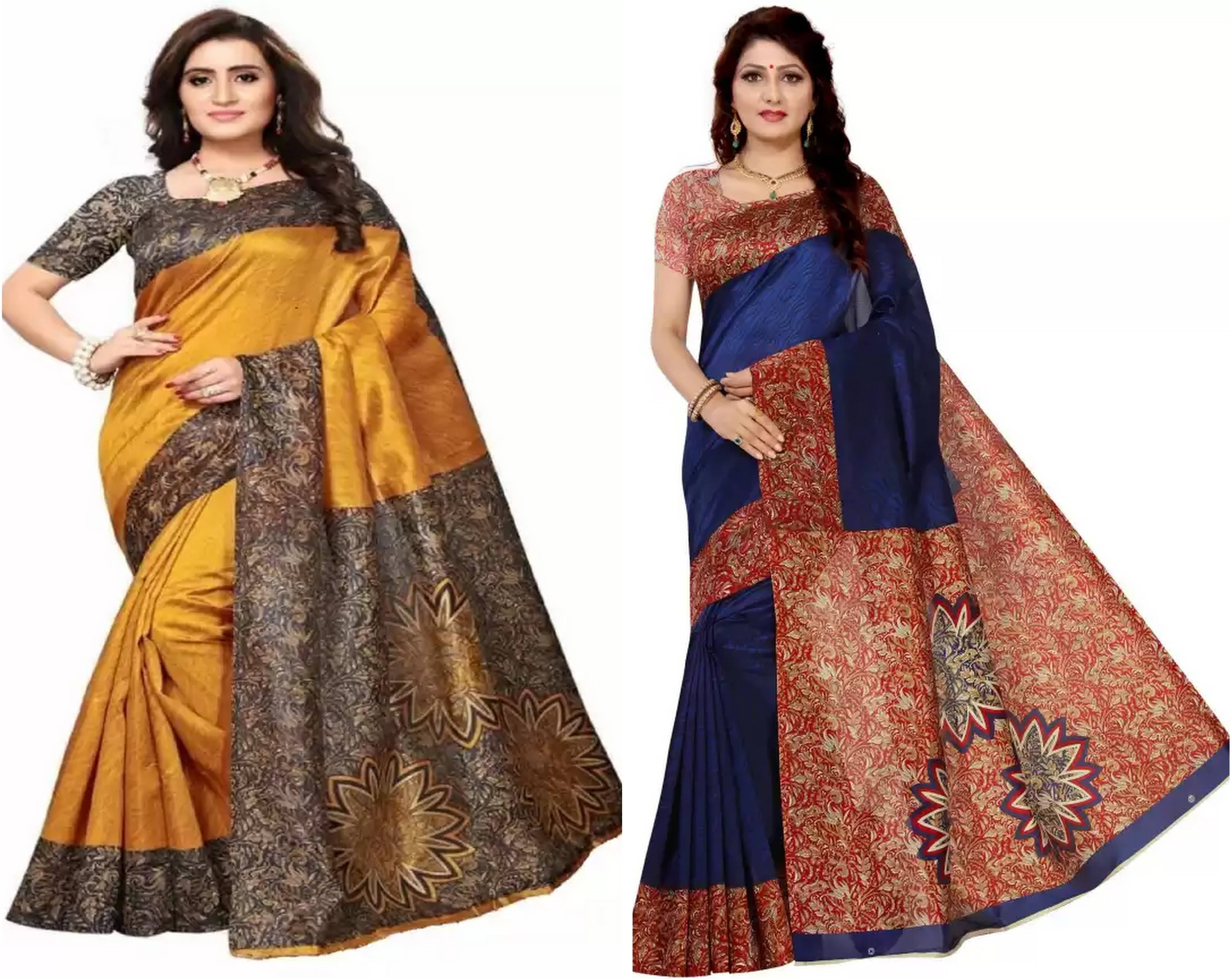     			RUNAYA NX Art Silk Printed Saree With Unstitched Blouse Piece ( Multicolor )