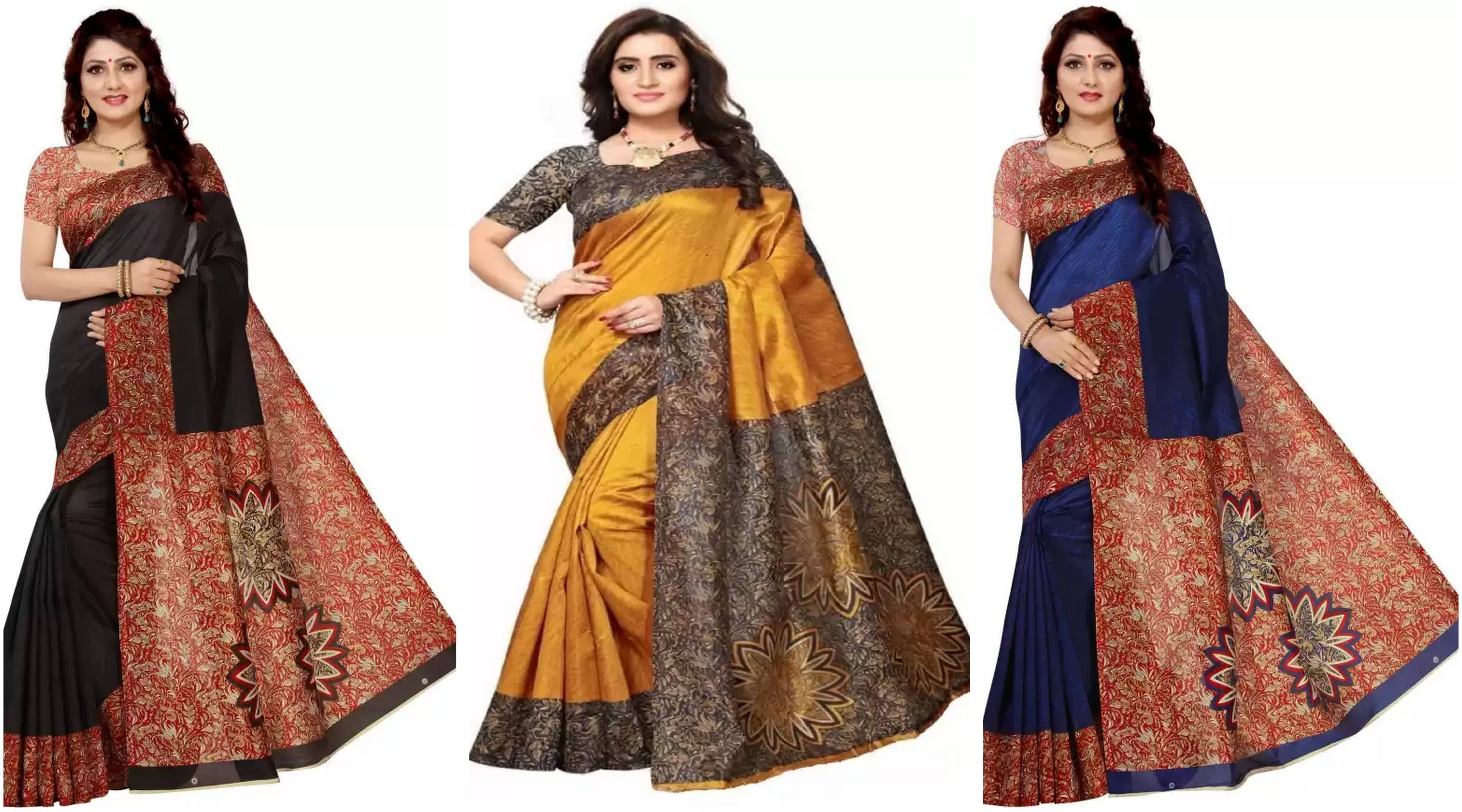 RUNAYA NX Art Silk Printed Saree With Unstitched Blouse Piece ( Multicolor ) RUNAYA NX Art Silk Printed Saree With Unstitched Blouse Piece ( Multicolor )