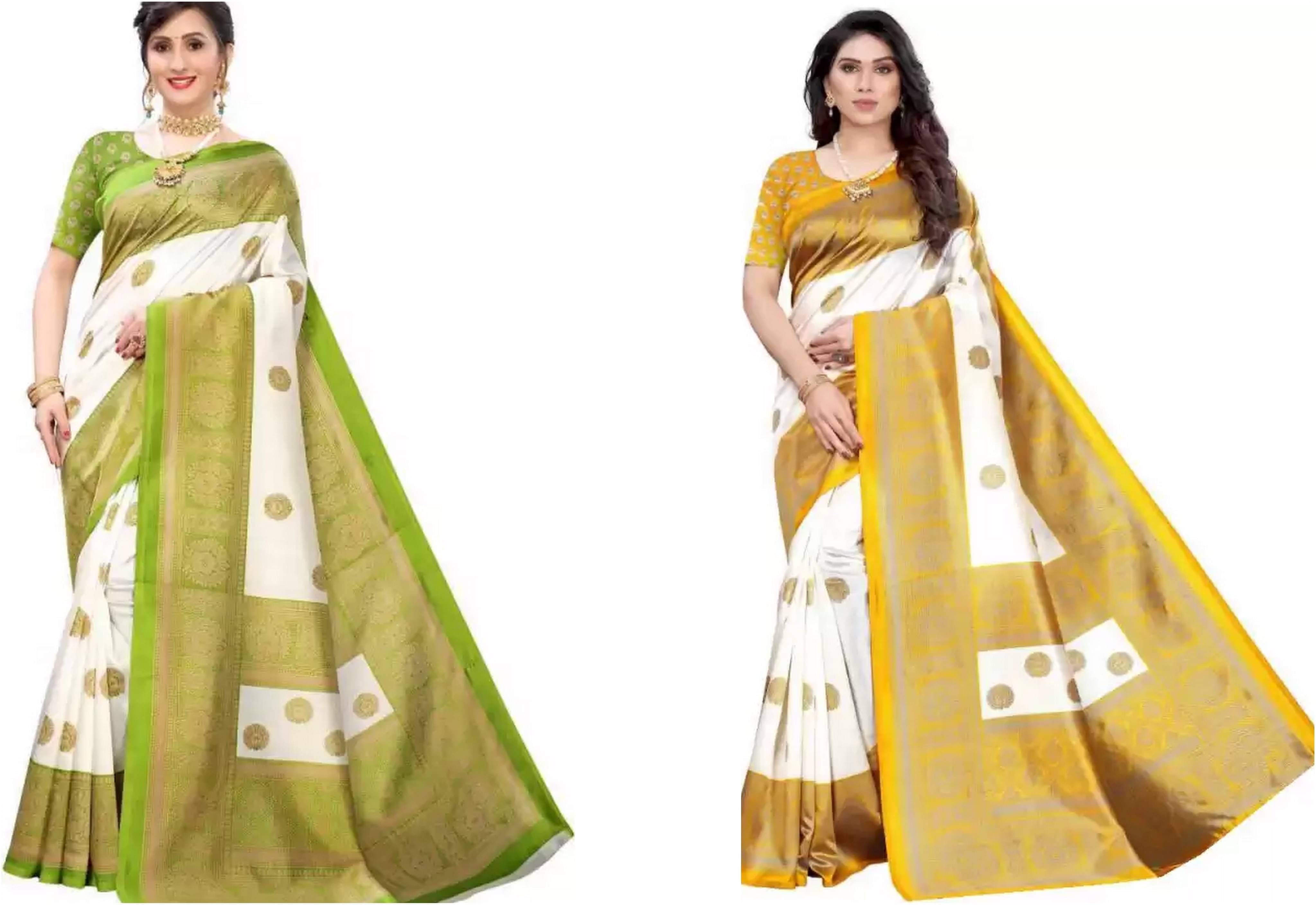 RUNAYA NX Art Silk Printed Saree With Unstitched Blouse Piece ( Multicolor ) RUNAYA NX Art Silk Printed Saree With Unstitched Blouse Piece ( Multicolor )