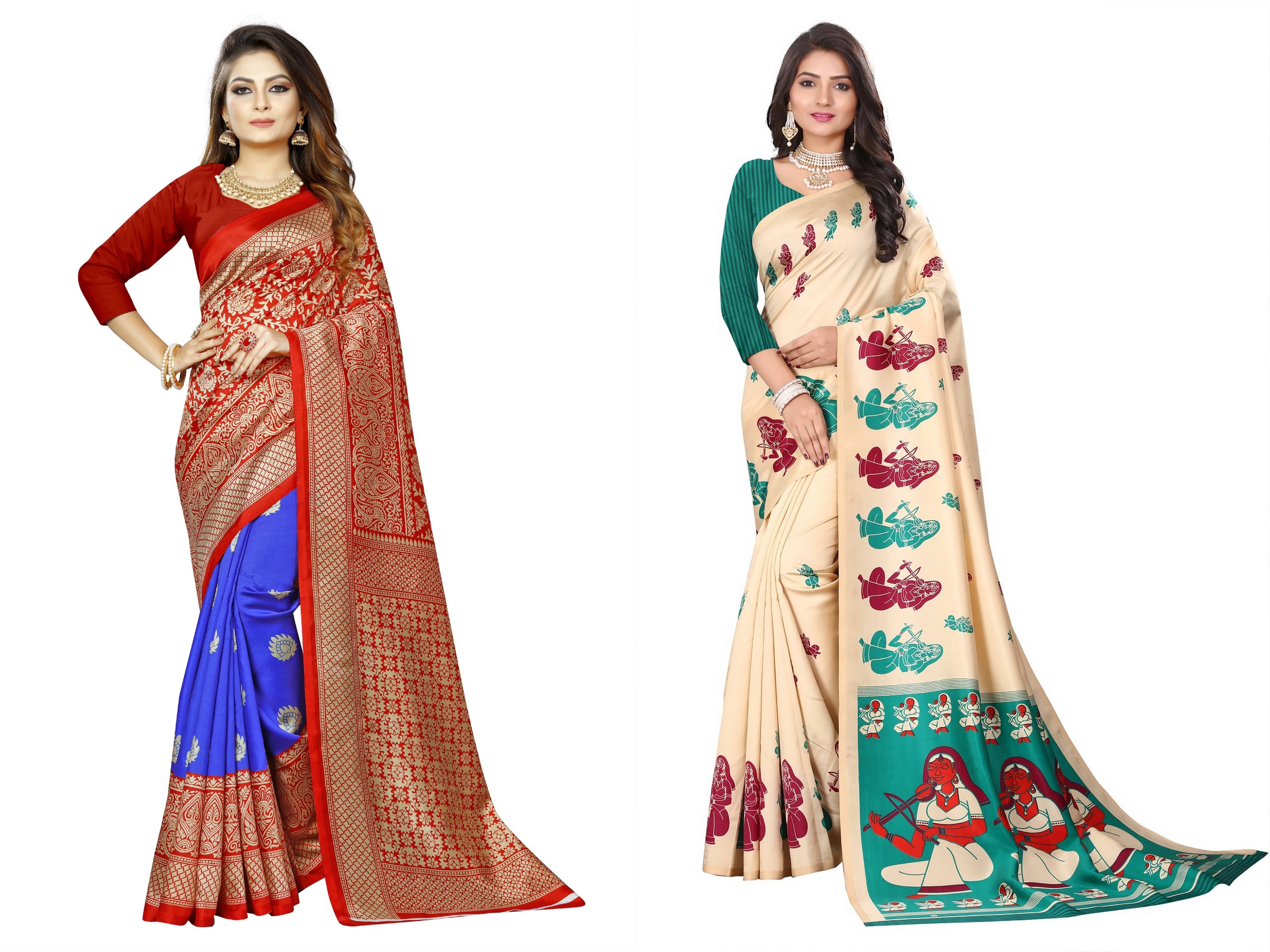     			RUNAYA NX Art Silk Printed Saree With Unstitched Blouse Piece ( Multicolor )