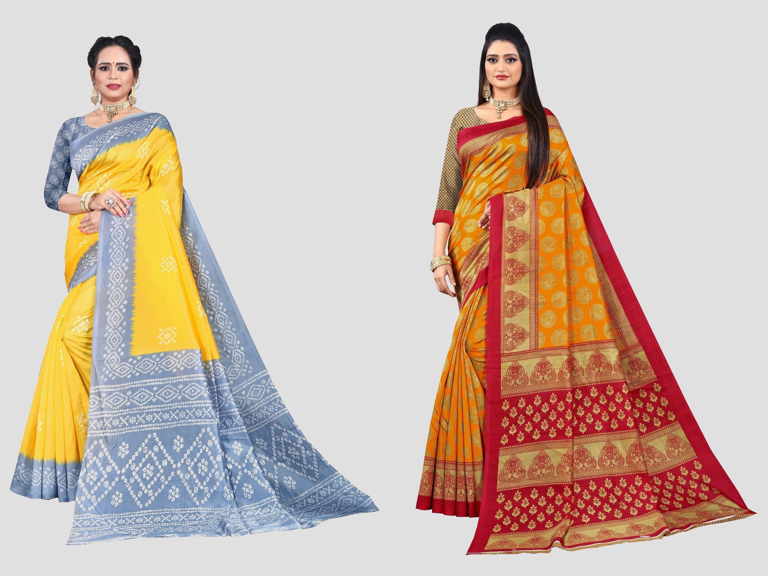 RUNAYA NX Art Silk Printed Saree With Unstitched Blouse Piece ( Multicolor ) RUNAYA NX Art Silk Printed Saree With Unstitched Blouse Piece ( Multicolor )