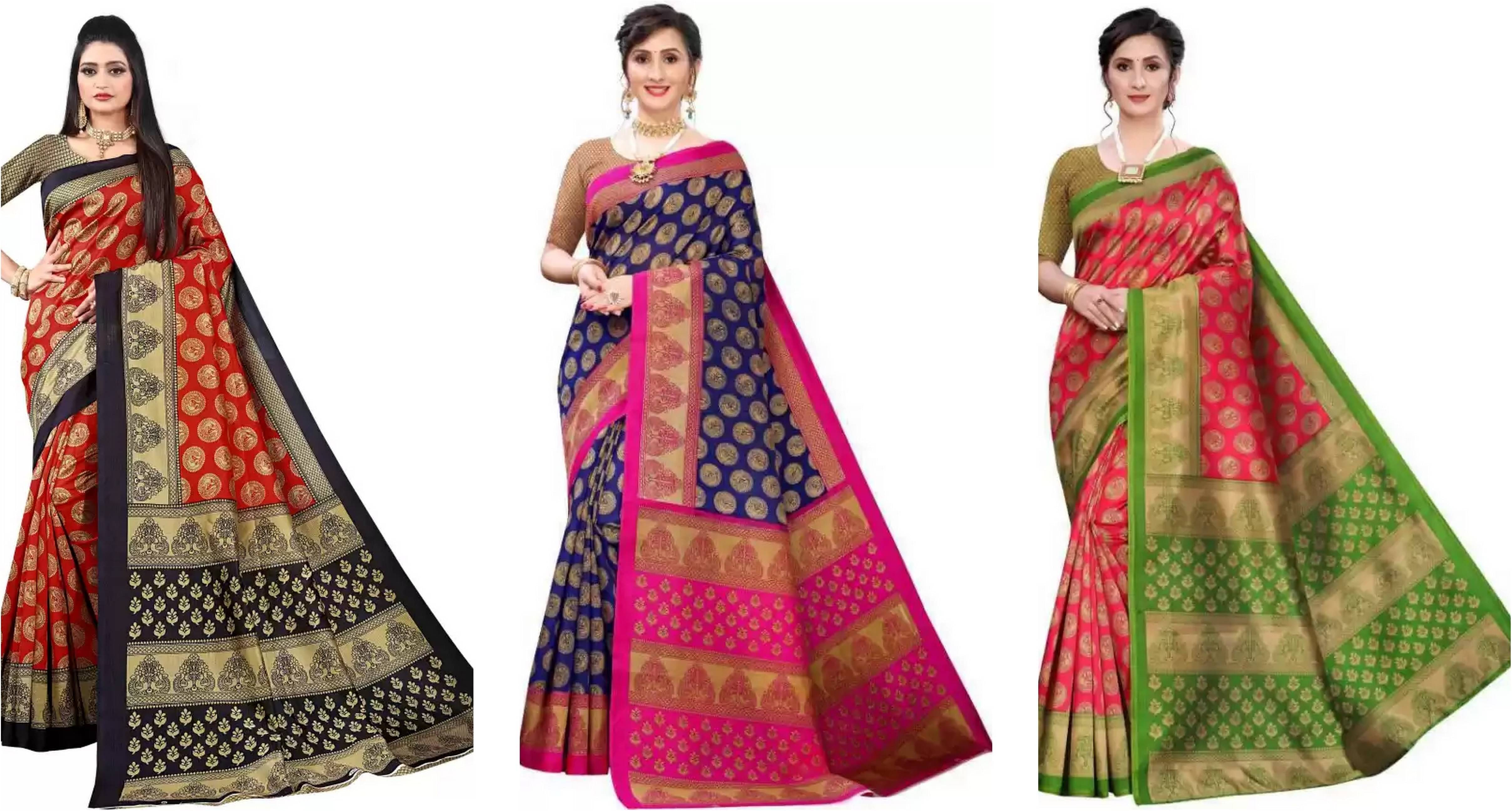     			RUNAYA NX Art Silk Printed Saree With Unstitched Blouse Piece ( Multicolor )