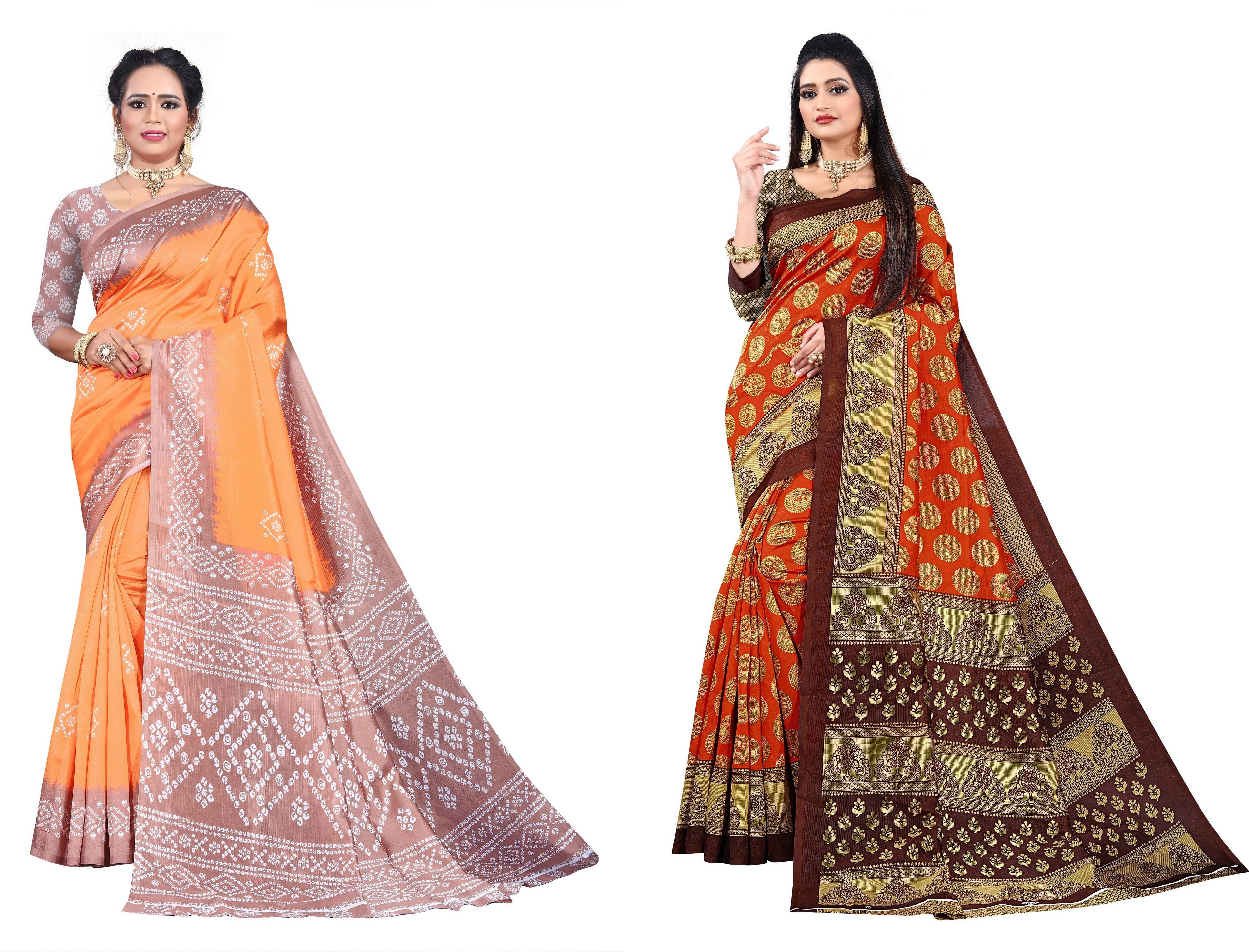     			RUNAYA NX Art Silk Printed Saree With Unstitched Blouse Piece ( Multicolor )