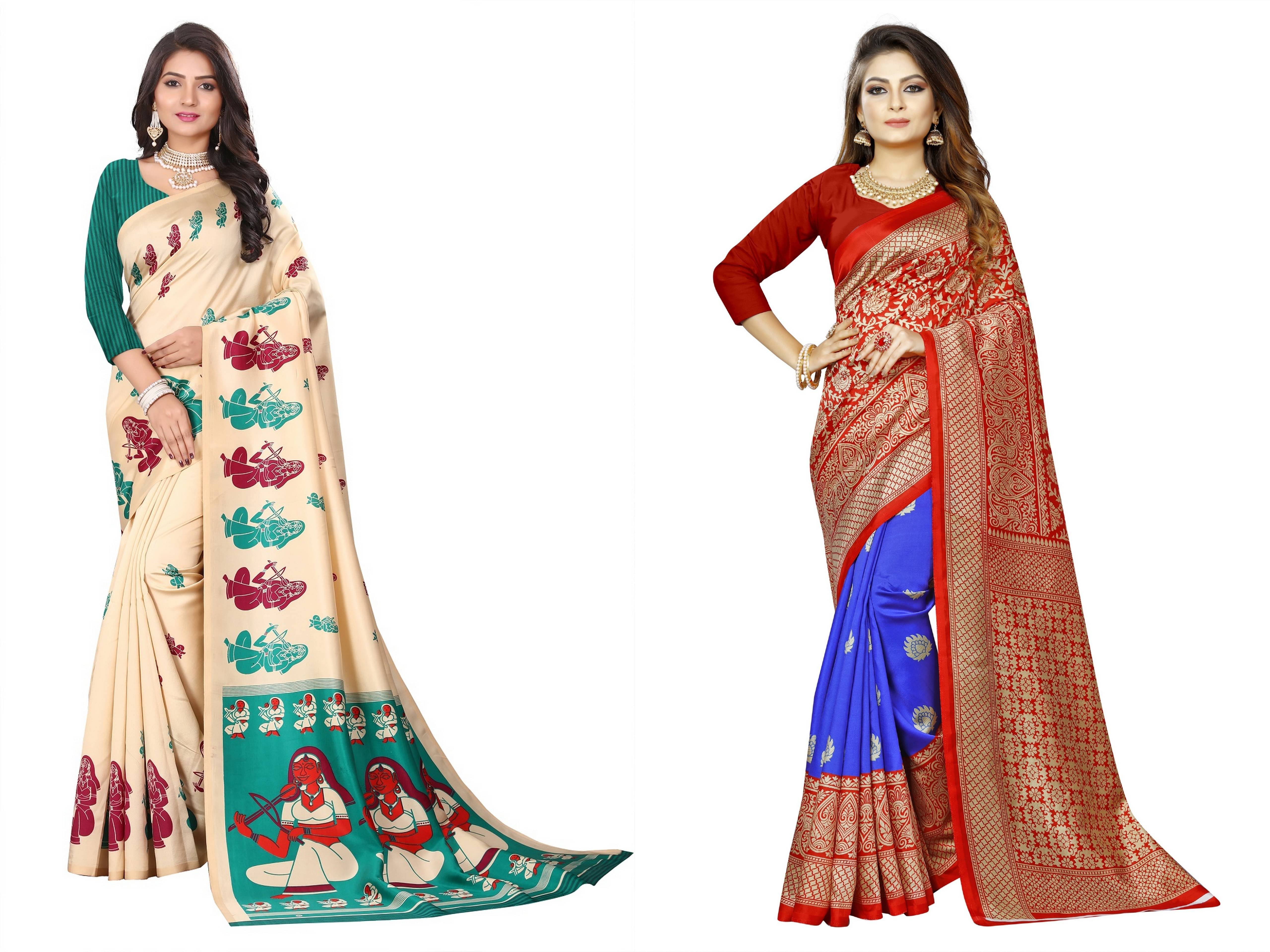     			RUNAYA NX Art Silk Printed Saree With Unstitched Blouse Piece ( Multicolor )