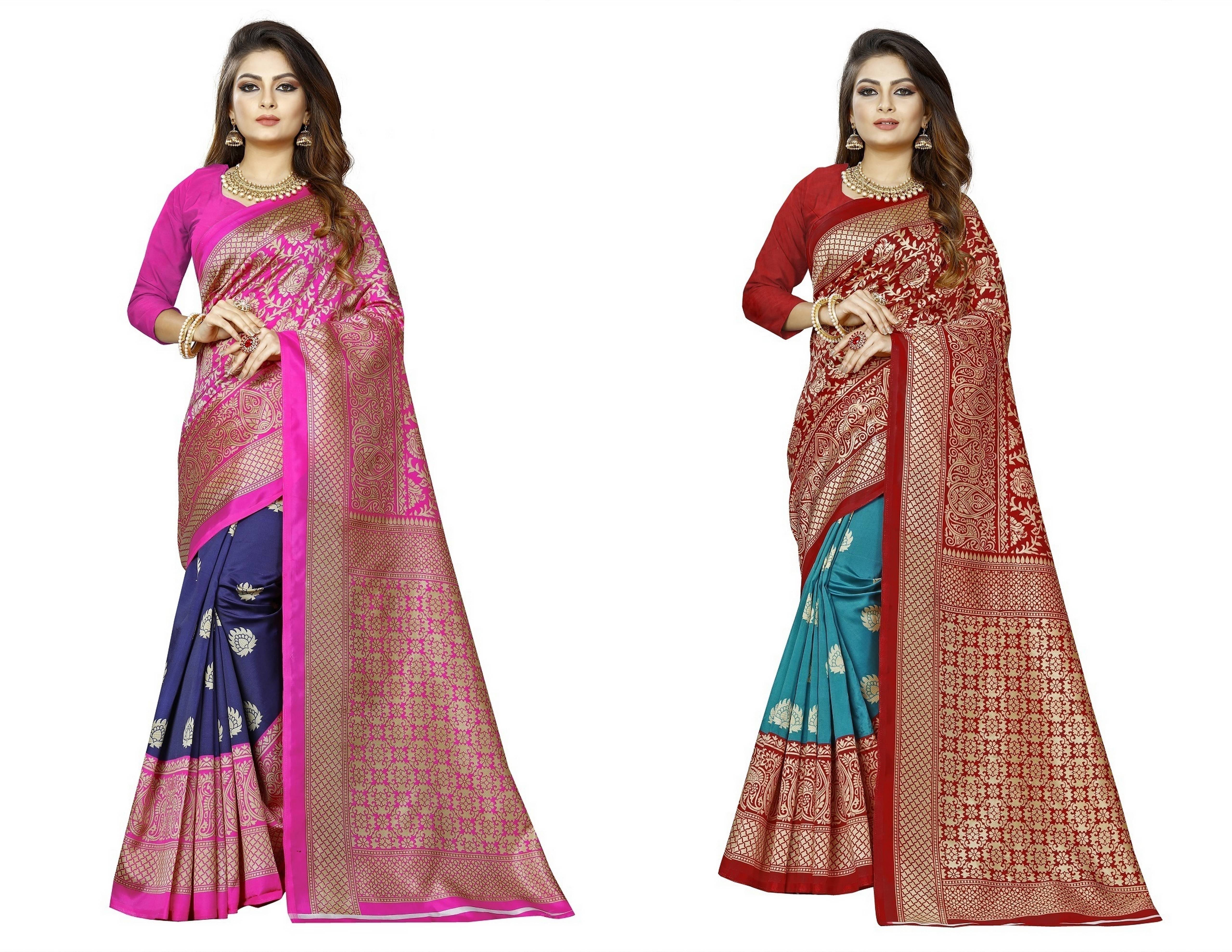 RUNAYA NX Art Silk Printed Saree With Unstitched Blouse Piece ( Multicolor ) RUNAYA NX Art Silk Printed Saree With Unstitched Blouse Piece ( Multicolor )