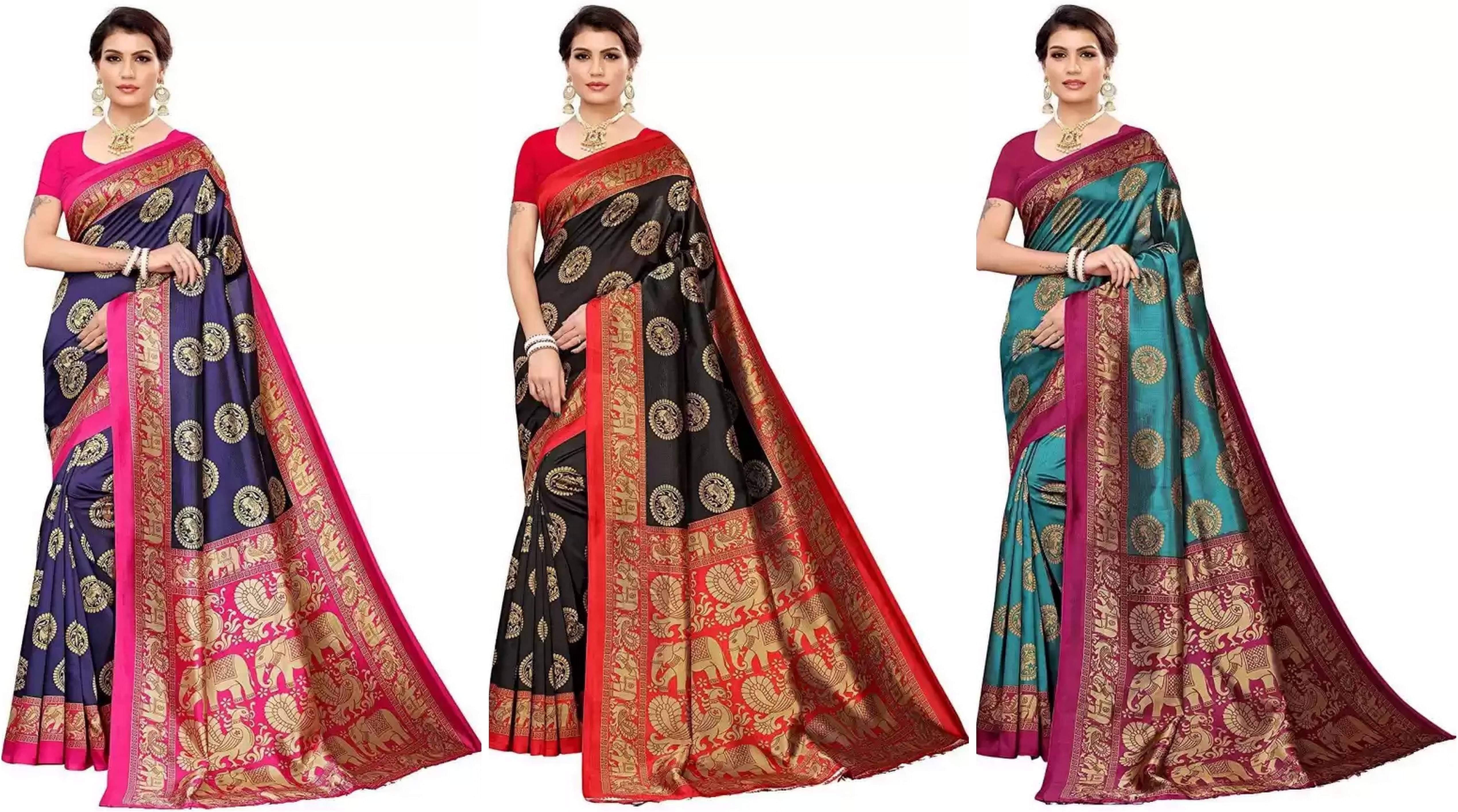 RUNAYA NX Art Silk Printed Saree With Unstitched Blouse Piece ( Multicolor ) RUNAYA NX Art Silk Printed Saree With Unstitched Blouse Piece ( Multicolor )