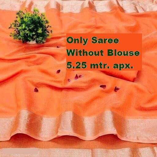 RUNAYA NX Chanderi Printed Saree Without Blouse Piece ( Orange ) RUNAYA NX Chanderi Printed Saree Without Blouse Piece ( Orange )