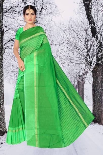     			RUNAYA NX Chanderi Printed Saree With Unstitched Blouse Piece ( Green )
