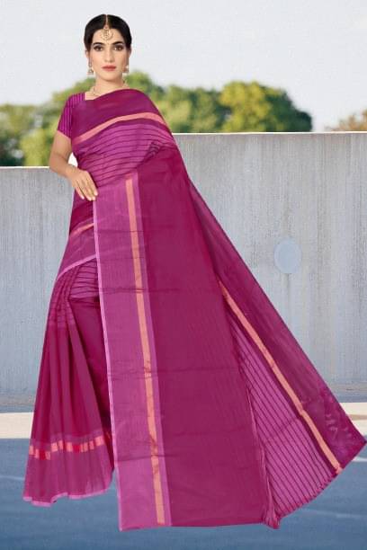 RUNAYA NX Chanderi Printed Saree With Unstitched Blouse Piece ( Purple ) RUNAYA NX Chanderi Printed Saree With Unstitched Blouse Piece ( Purple )