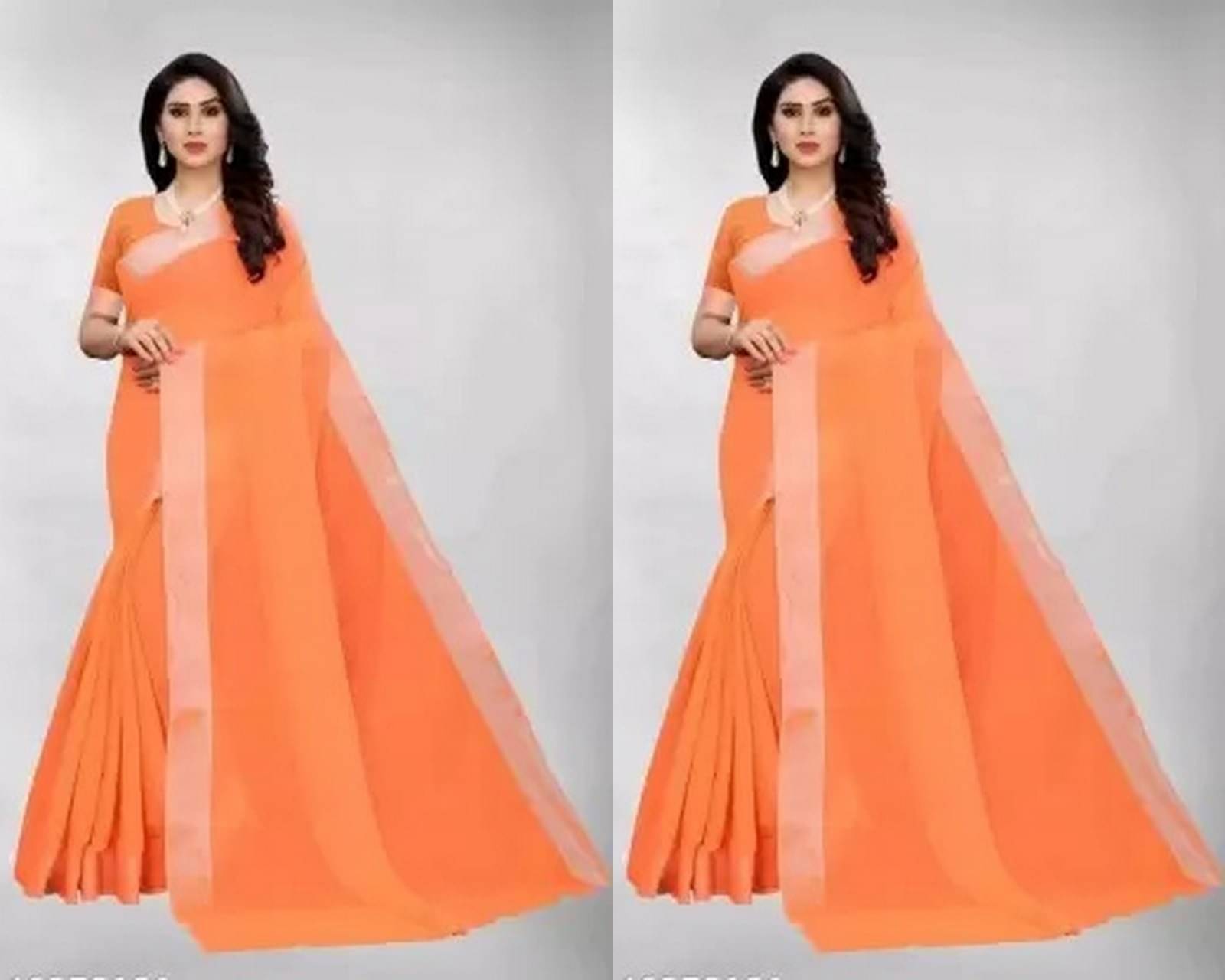 RUNAYA NX Cotton Blend Printed Saree With Unstitched Blouse Piece ( Orange )     			RUNAYA NX Cotton Blend Printed Saree With Unstitched Blouse Piece ( Orange )