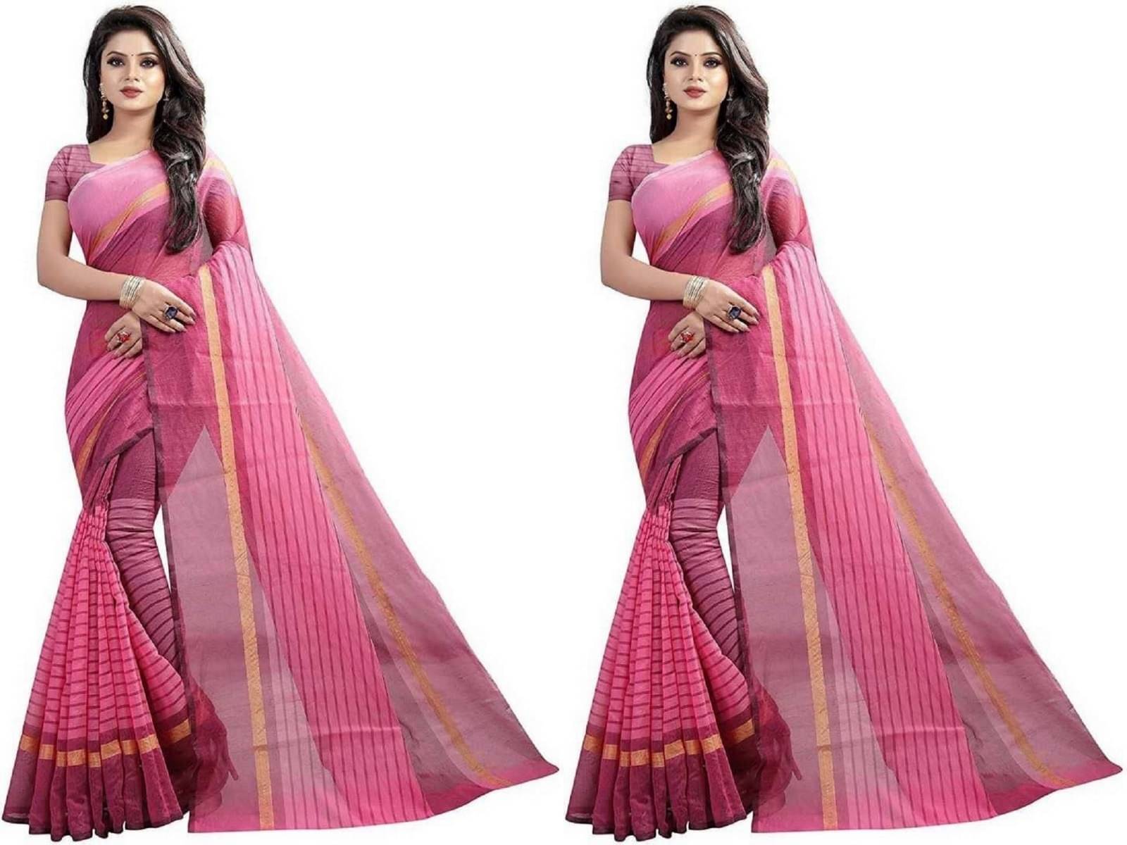 RUNAYA NX Cotton Blend Printed Saree Without Blouse Piece ( Pink ) RUNAYA NX Cotton Blend Printed Saree Without Blouse Piece ( Pink )