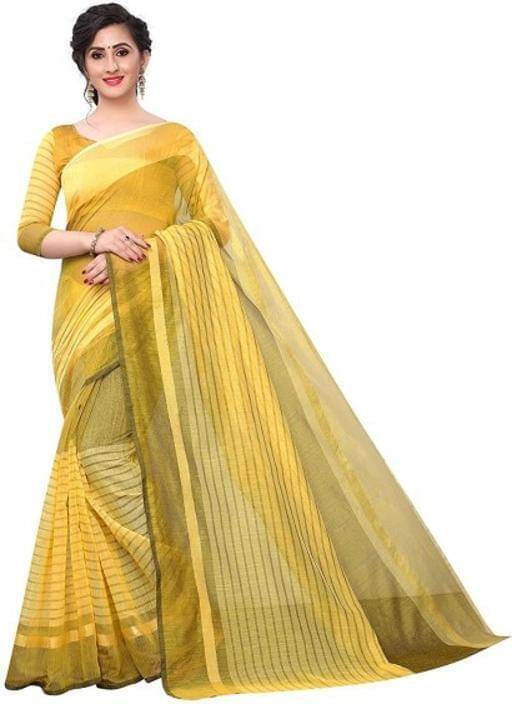 RUNAYA NX Cotton Blend Printed Saree With Unstitched Blouse Piece ( Yellow ) RUNAYA NX Cotton Blend Printed Saree With Unstitched Blouse Piece ( Yellow )