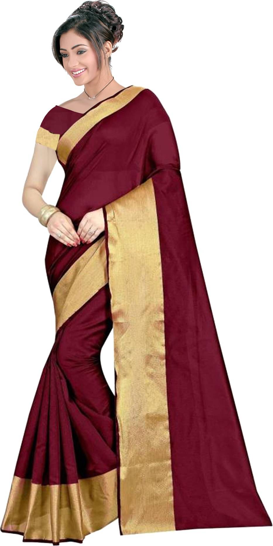 RUNAYA NX Cotton Blend Printed Saree With Unstitched Blouse Piece ( Maroon ) RUNAYA NX Cotton Blend Printed Saree With Unstitched Blouse Piece ( Maroon )