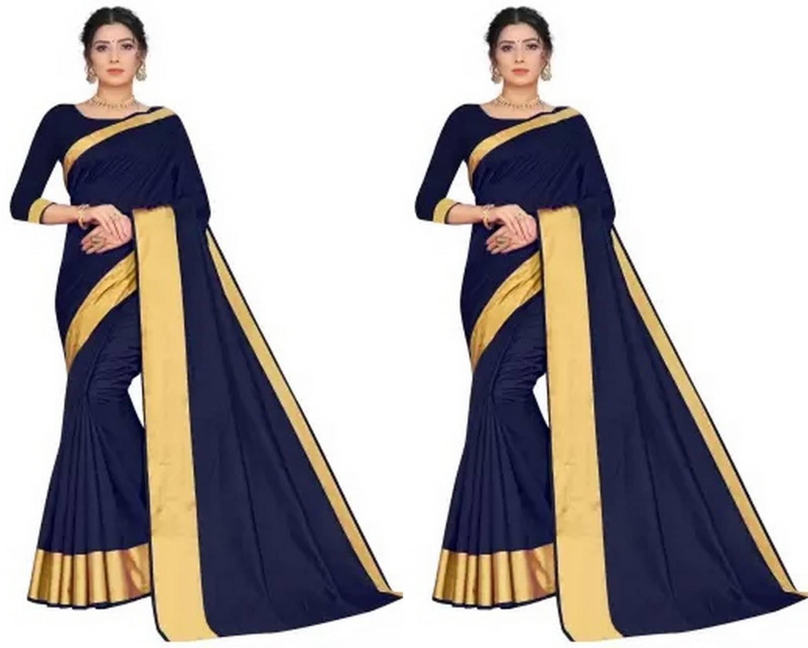     			RUNAYA NX Cotton Blend Printed Saree With Unstitched Blouse Piece ( Blue )