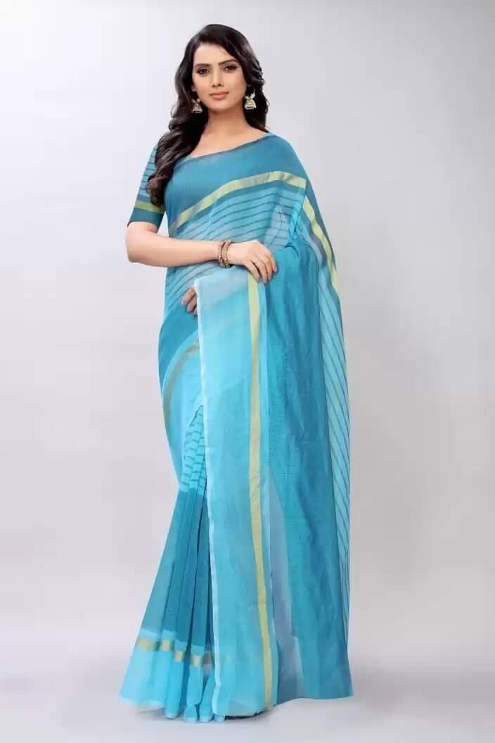 RUNAYA NX Cotton Blend Printed Saree With Unstitched Blouse Piece ( Navy Blue ) RUNAYA NX Cotton Blend Printed Saree With Unstitched Blouse Piece ( Navy Blue )
