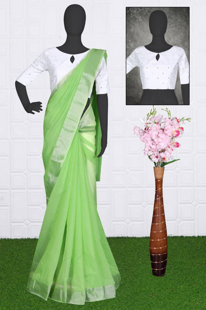 RUNAYA NX Cotton Printed Saree With Unstitched Blouse Piece ( Light Green ) RUNAYA NX Cotton Printed Saree With Unstitched Blouse Piece ( Light Green )