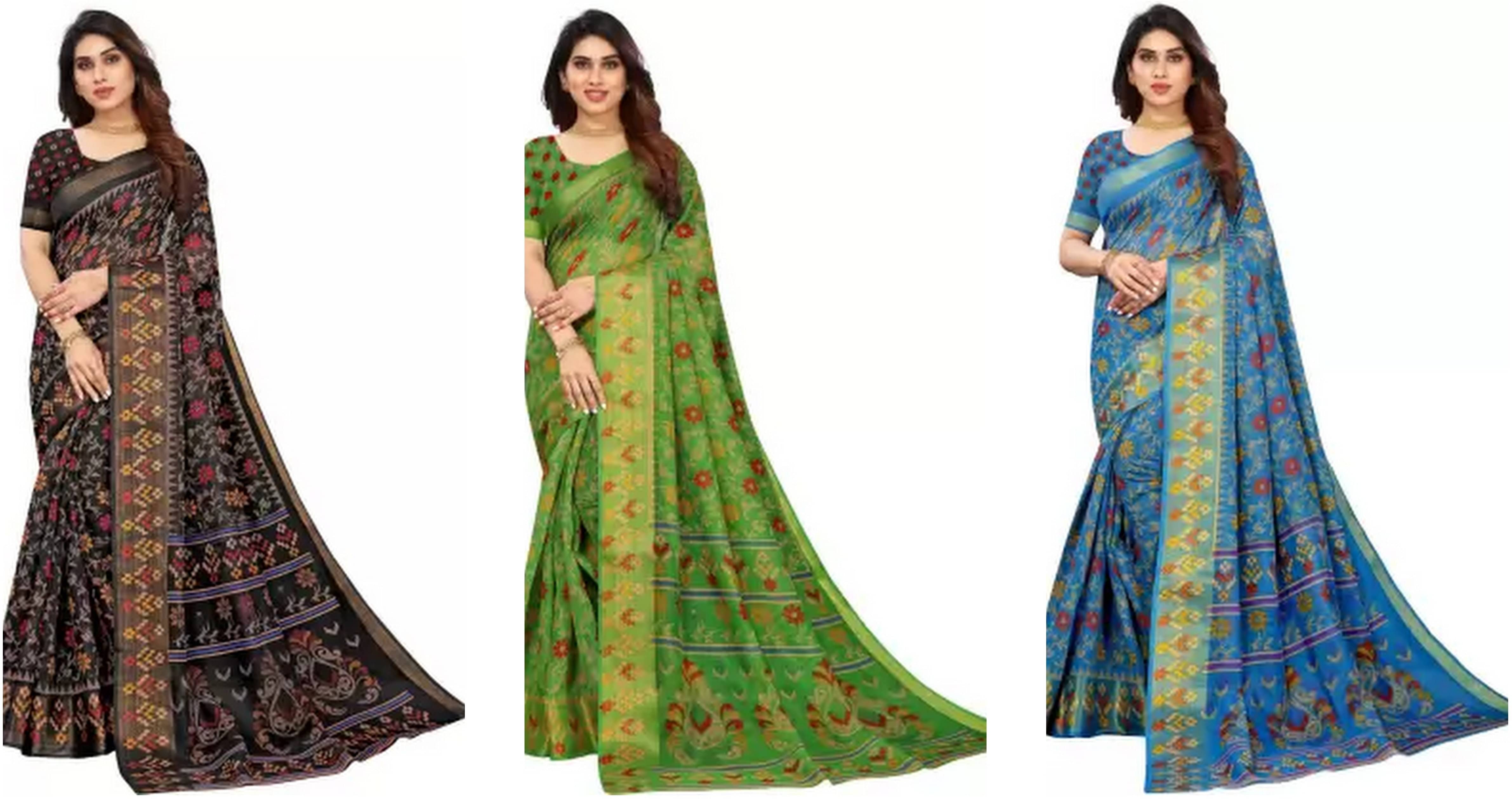 RUNAYA NX Cotton Silk Printed Saree With Unstitched Blouse Piece ( Multicolor ) RUNAYA NX Cotton Silk Printed Saree With Unstitched Blouse Piece ( Multicolor )