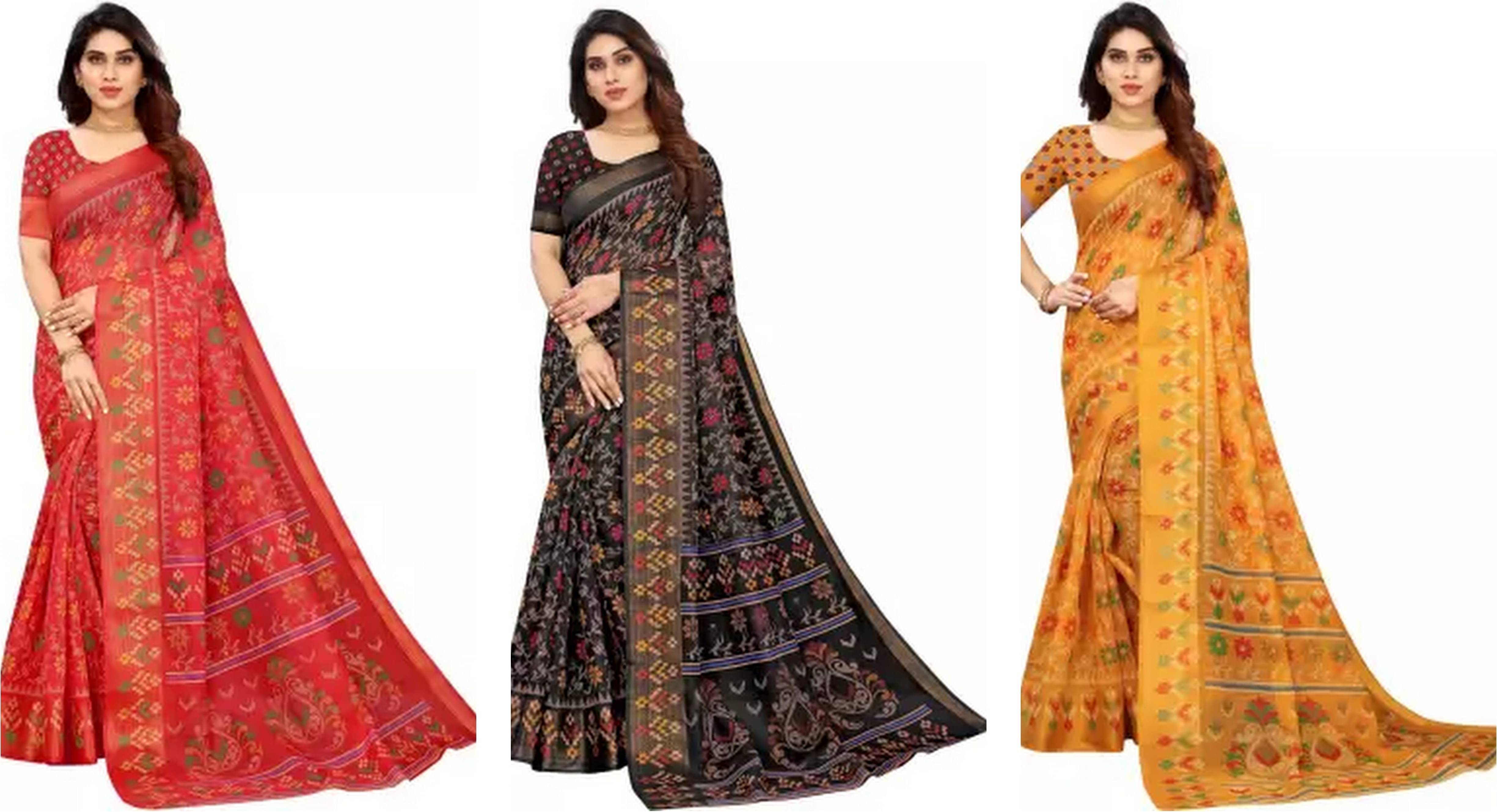 RUNAYA NX Cotton Silk Printed Saree With Unstitched Blouse Piece ( Multicolor ) RUNAYA NX Cotton Silk Printed Saree With Unstitched Blouse Piece ( Multicolor )
