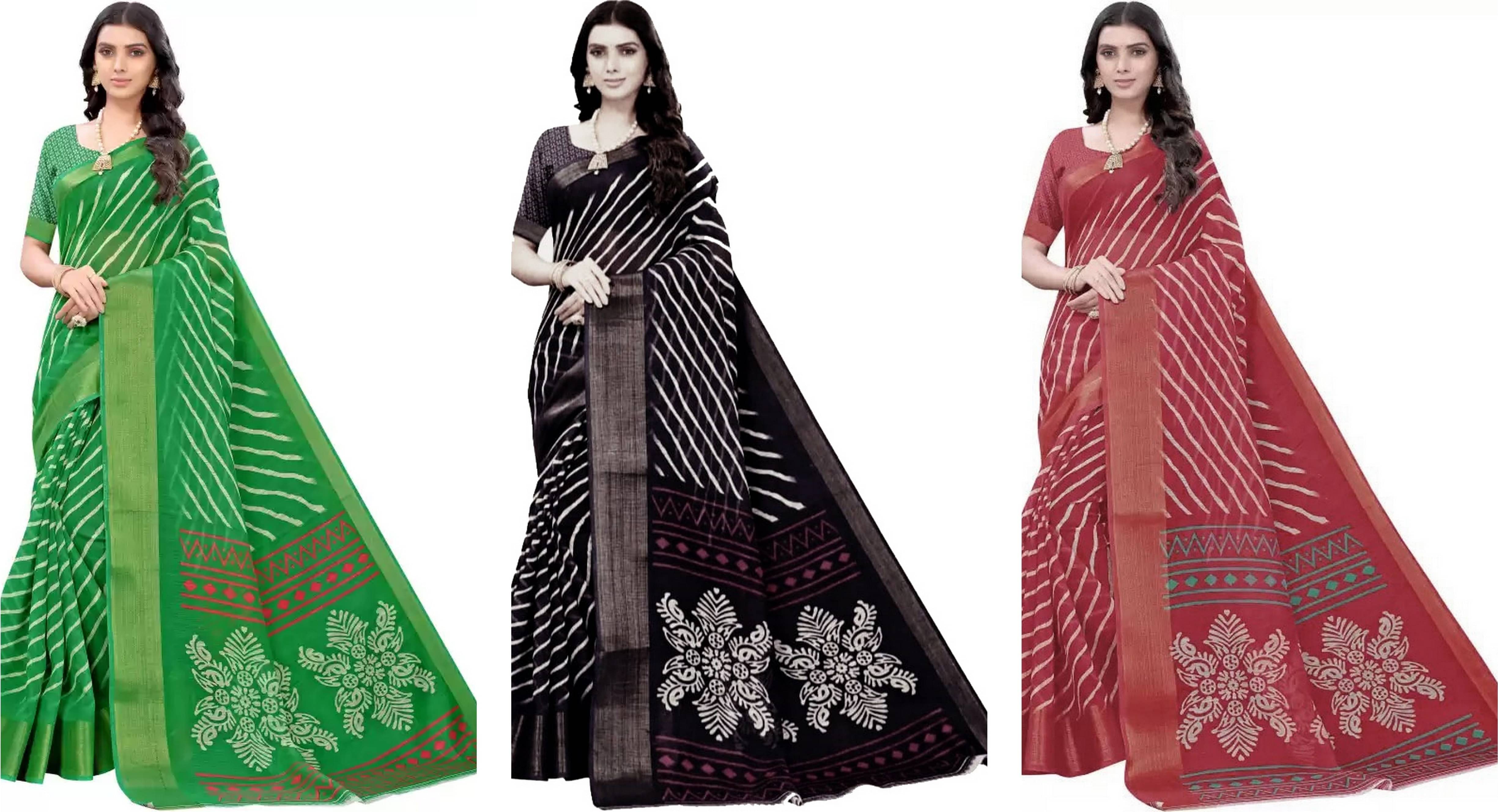 RUNAYA NX Cotton Silk Printed Saree With Unstitched Blouse Piece ( Multicolor ) RUNAYA NX Cotton Silk Printed Saree With Unstitched Blouse Piece ( Multicolor )