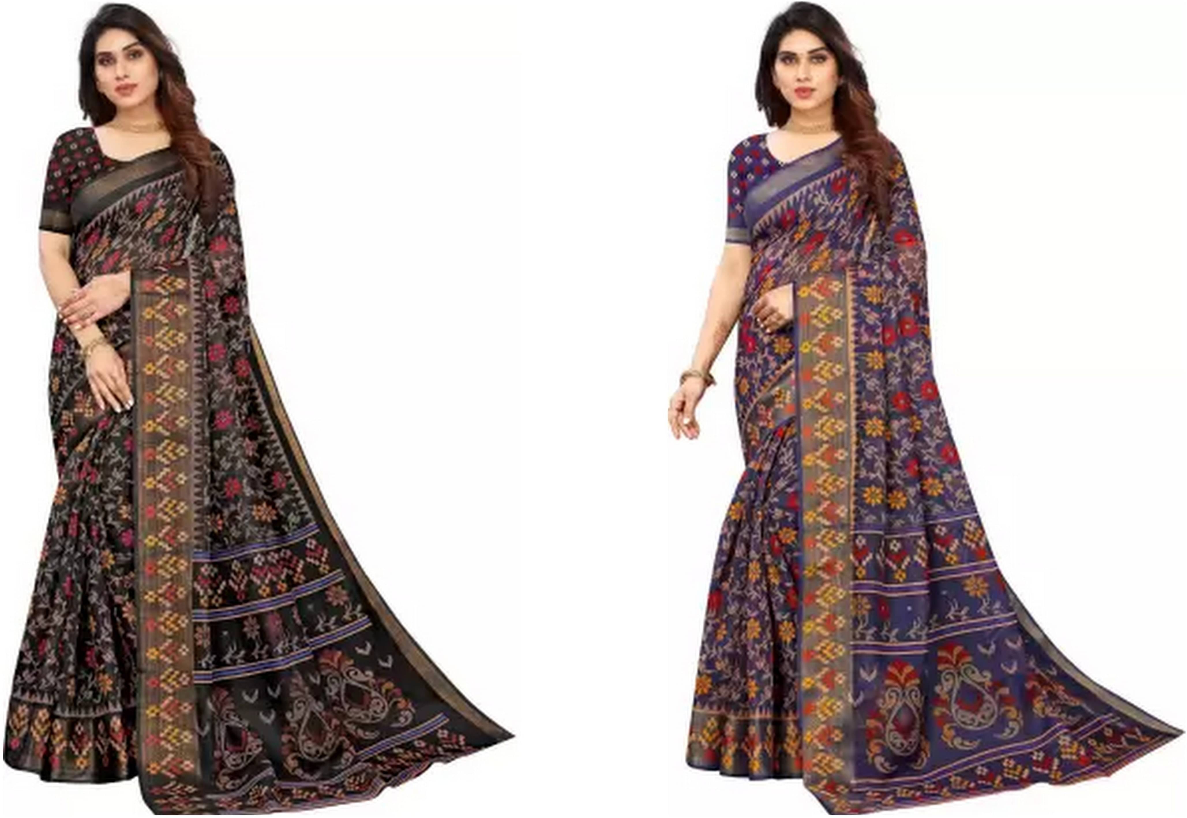 RUNAYA NX Cotton Silk Printed Saree With Unstitched Blouse Piece ( Multicolor ) RUNAYA NX Cotton Silk Printed Saree With Unstitched Blouse Piece ( Multicolor )