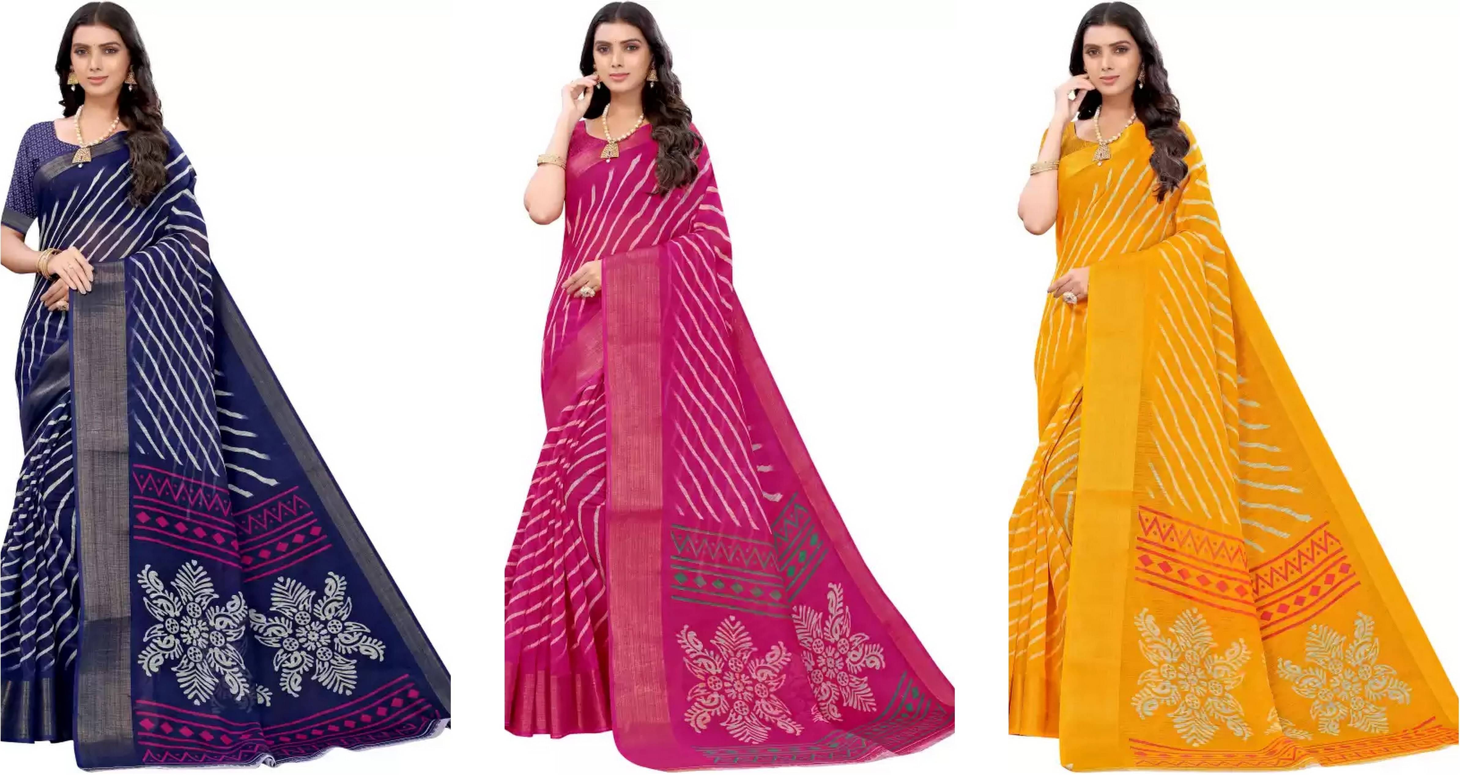 RUNAYA NX Cotton Silk Printed Saree With Unstitched Blouse Piece ( Multicolor ) RUNAYA NX Cotton Silk Printed Saree With Unstitched Blouse Piece ( Multicolor )