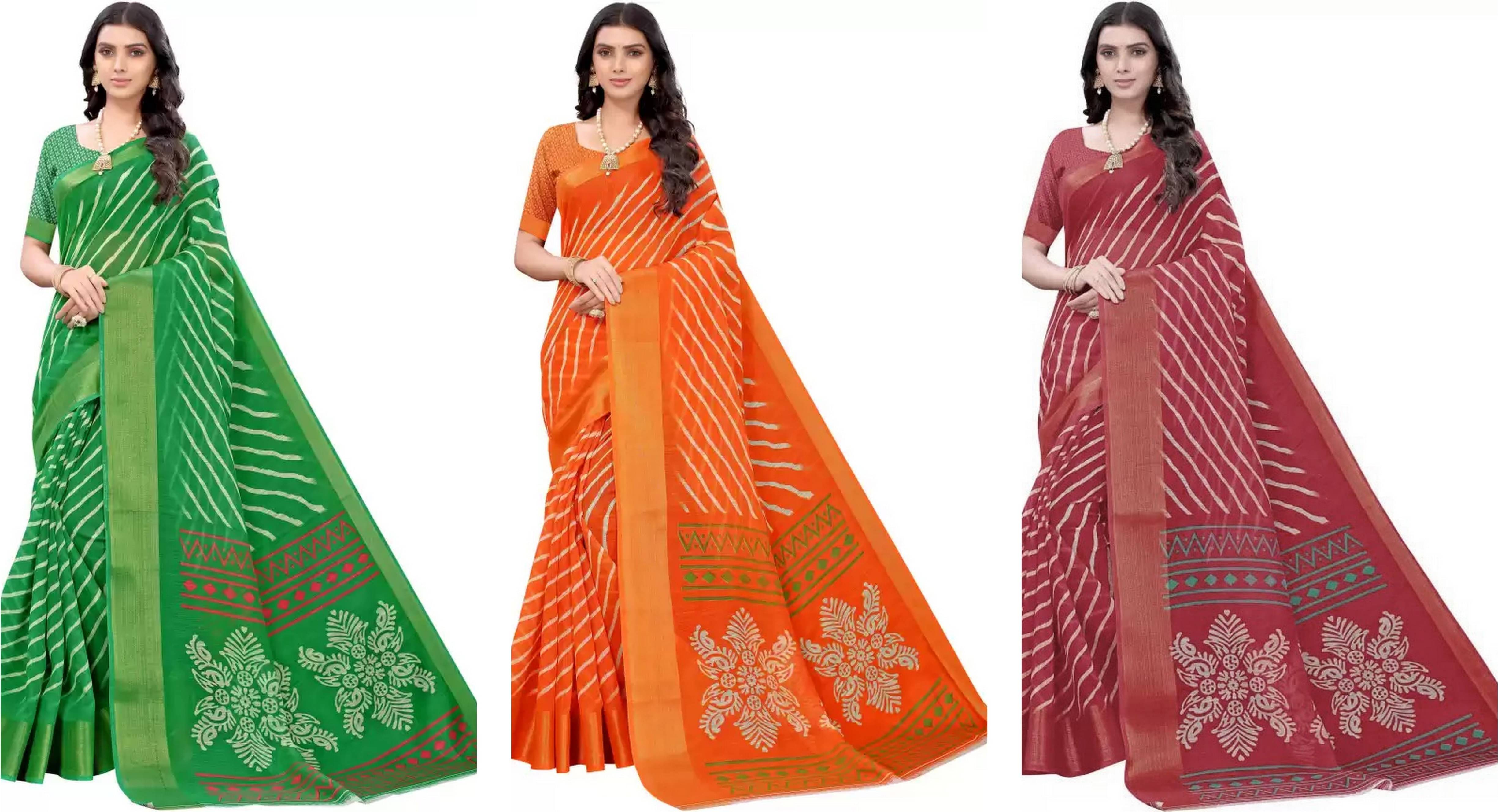 RUNAYA NX Cotton Silk Printed Saree With Unstitched Blouse Piece ( Multicolor ) RUNAYA NX Cotton Silk Printed Saree With Unstitched Blouse Piece ( Multicolor )