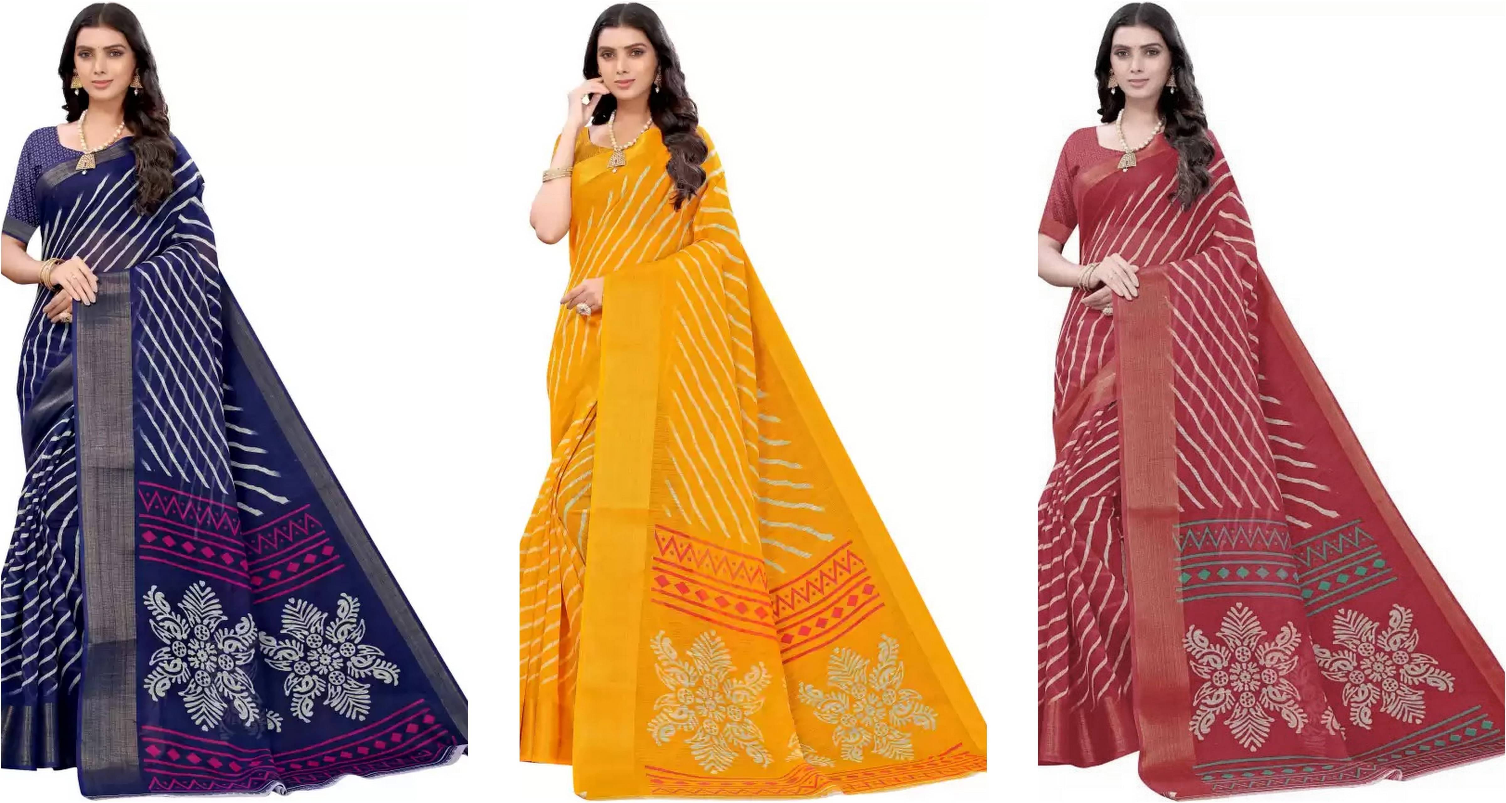     			RUNAYA NX Cotton Silk Printed Saree With Unstitched Blouse Piece ( Multicolor )
