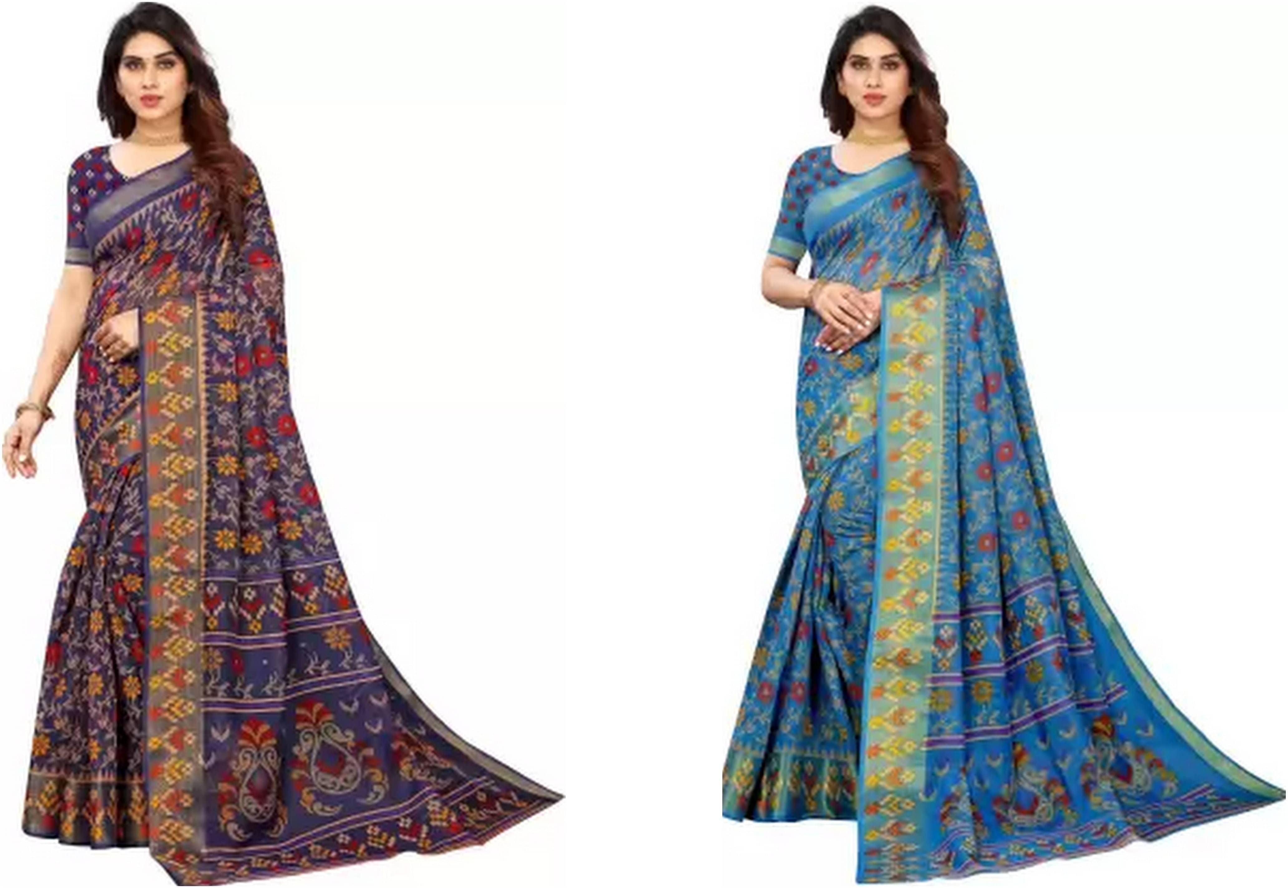 RUNAYA NX Cotton Silk Printed Saree With Unstitched Blouse Piece ( Multicolor ) RUNAYA NX Cotton Silk Printed Saree With Unstitched Blouse Piece ( Multicolor )