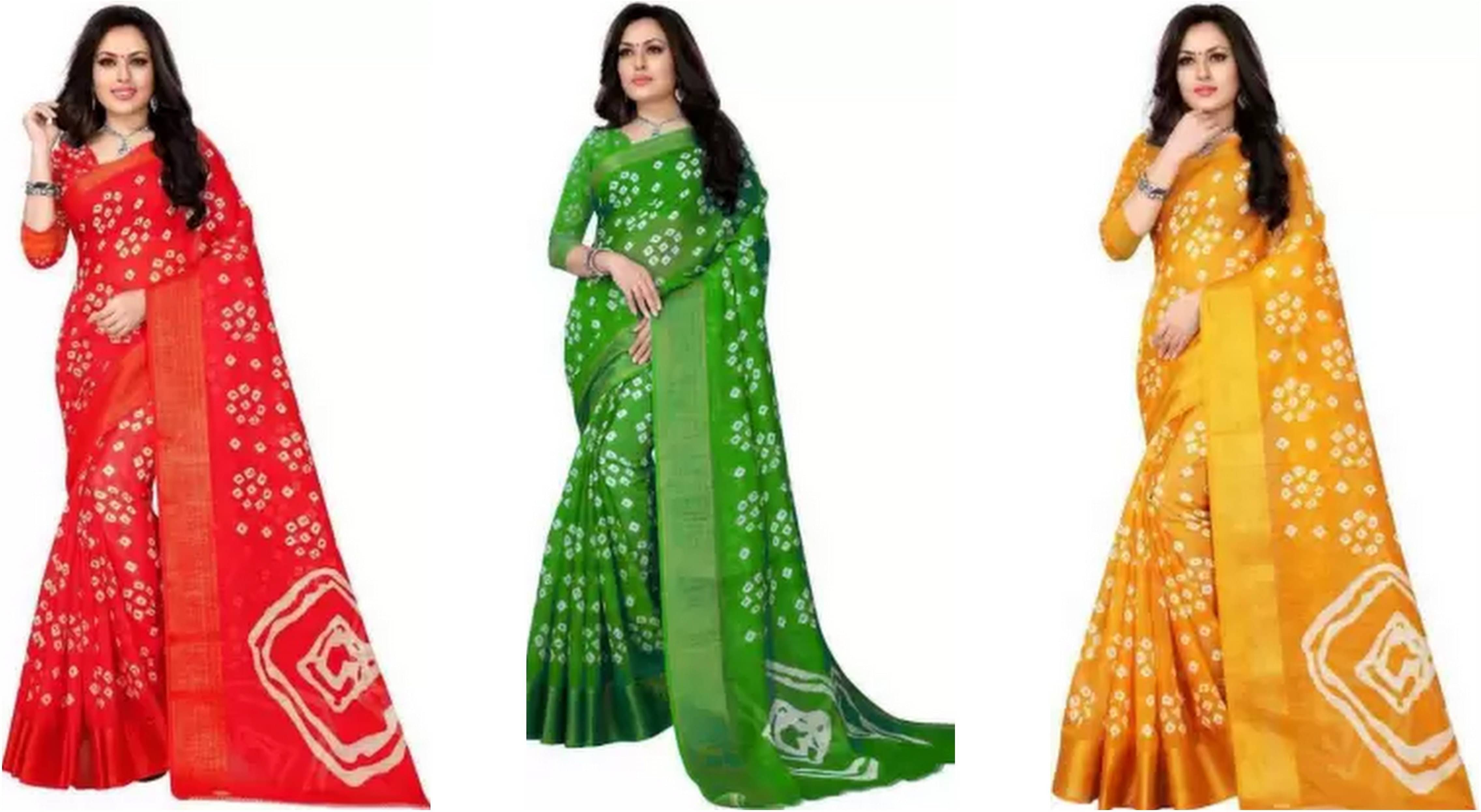     			RUNAYA NX Cotton Silk Printed Saree With Unstitched Blouse Piece ( Multicolor )