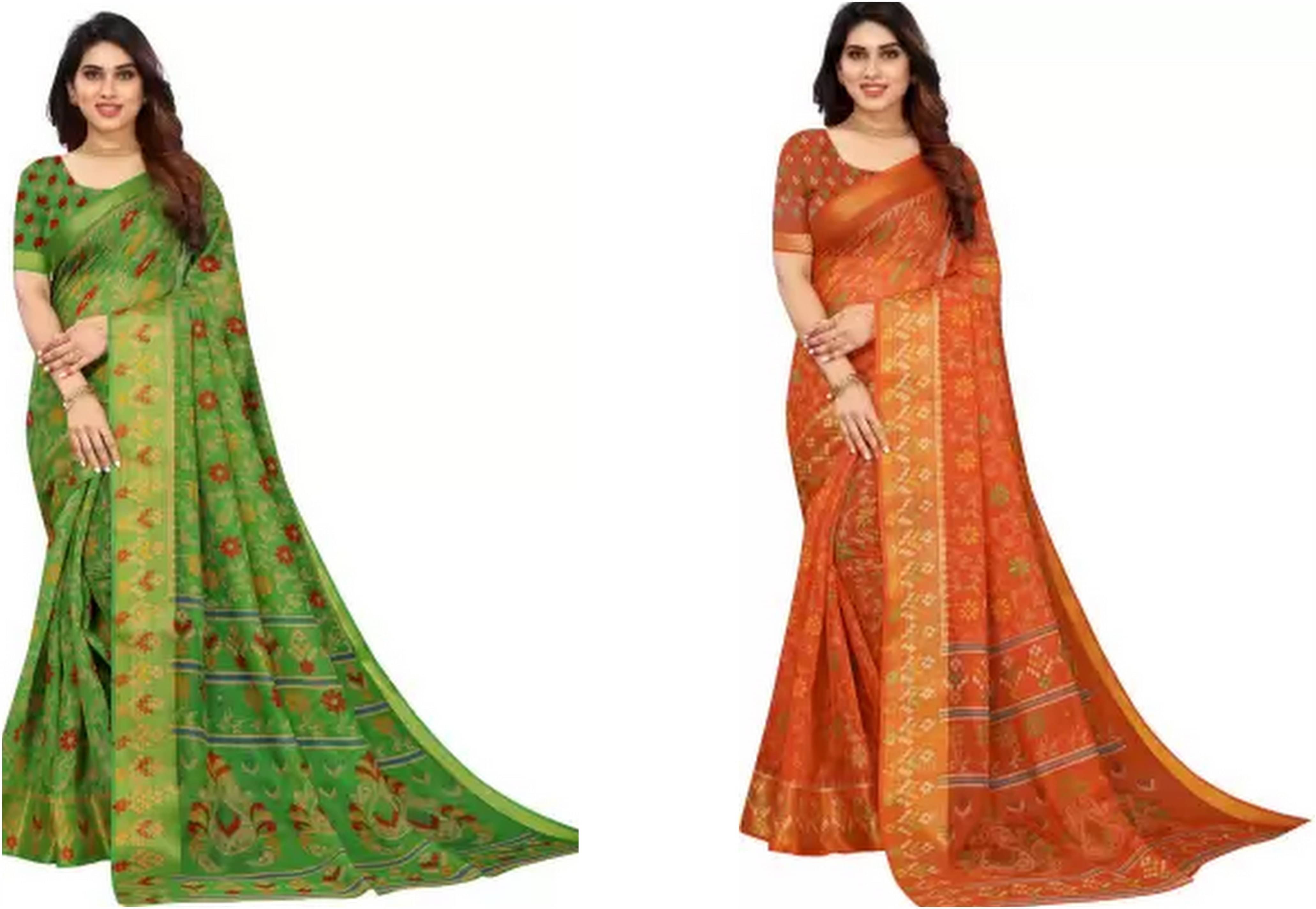 RUNAYA NX Cotton Silk Printed Saree With Unstitched Blouse Piece ( Multicolor ) RUNAYA NX Cotton Silk Printed Saree With Unstitched Blouse Piece ( Multicolor )
