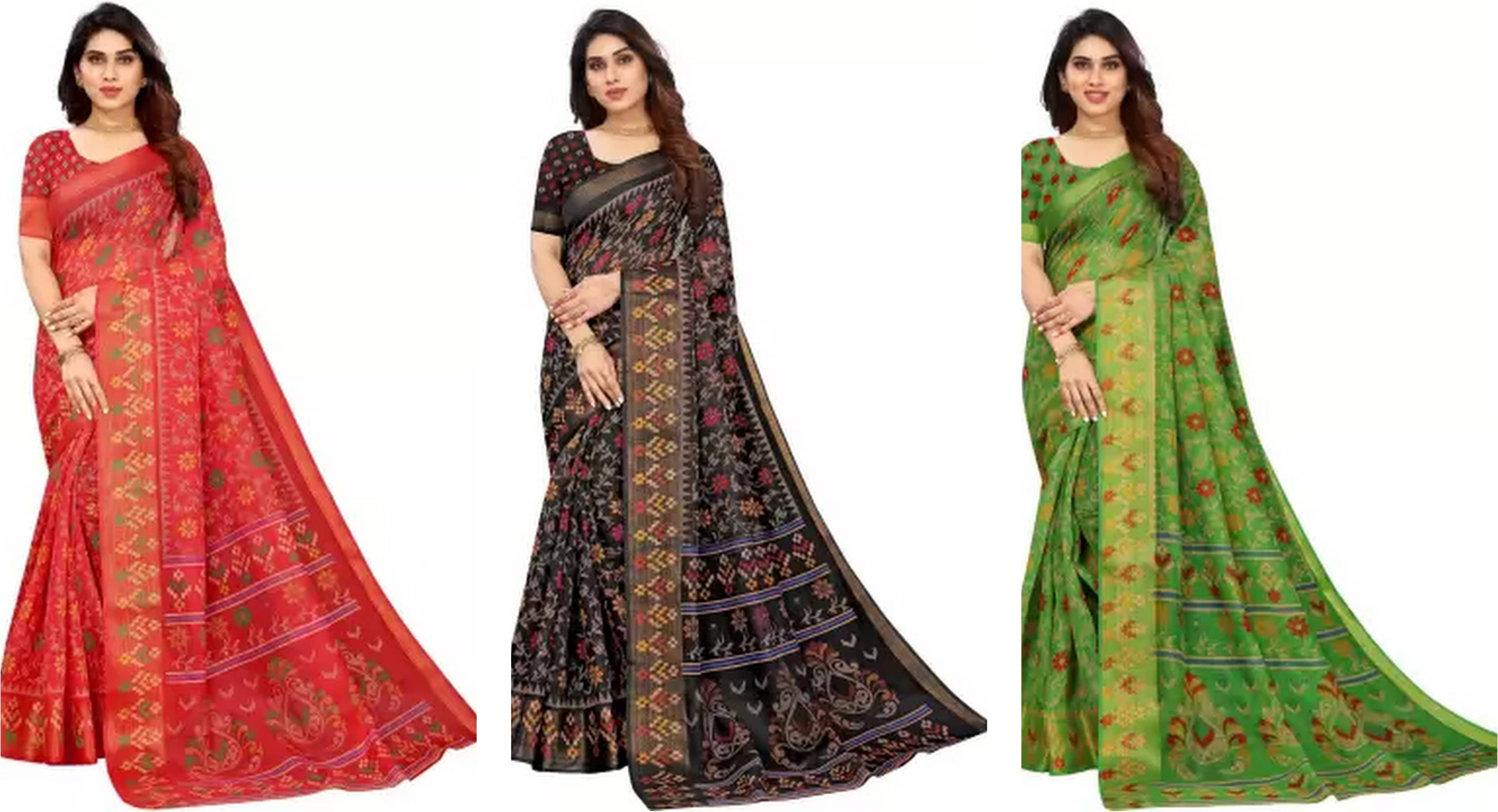 RUNAYA NX Cotton Silk Printed Saree With Unstitched Blouse Piece ( Multicolor ) RUNAYA NX Cotton Silk Printed Saree With Unstitched Blouse Piece ( Multicolor )
