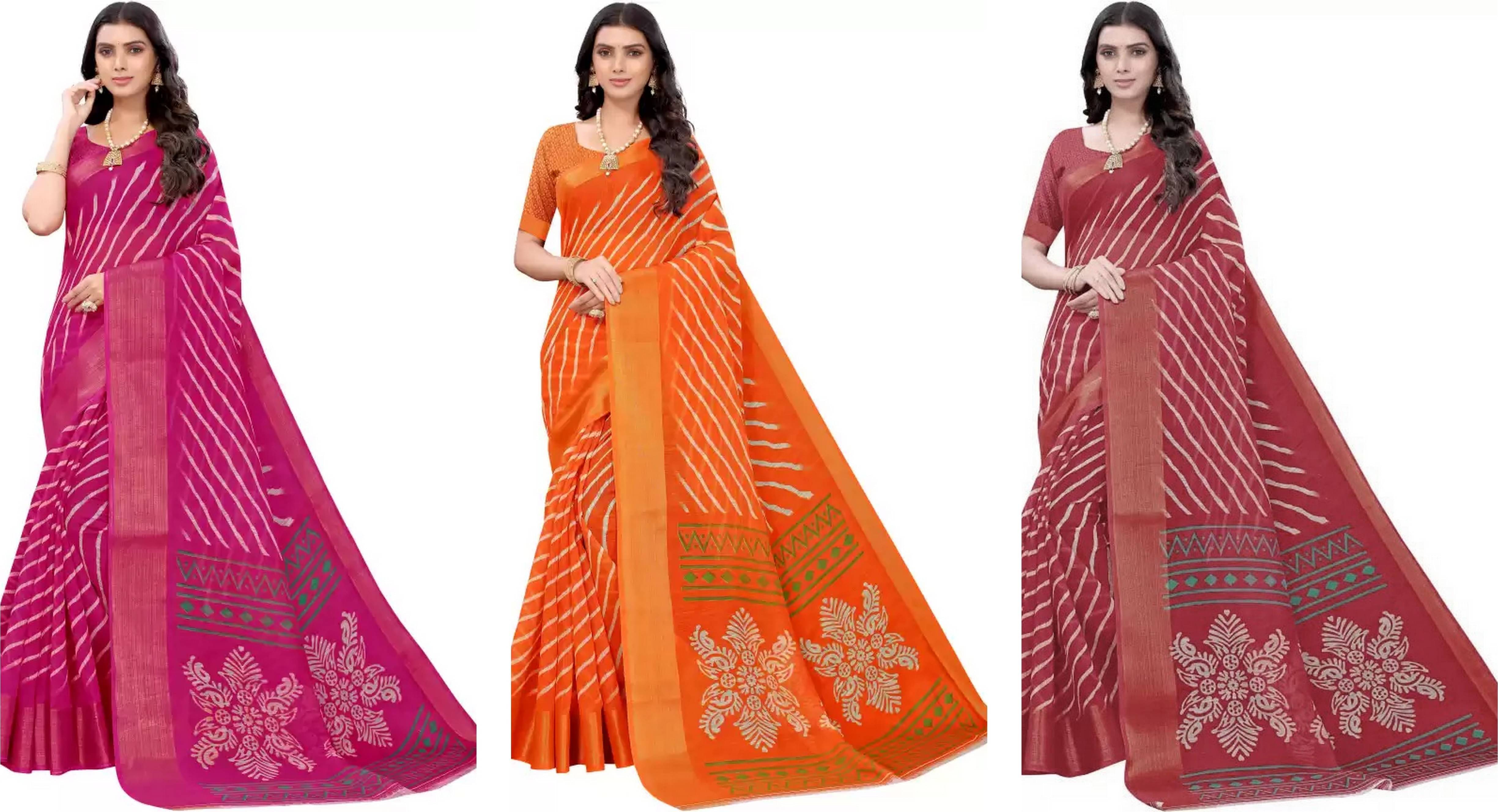 RUNAYA NX Cotton Silk Printed Saree With Unstitched Blouse Piece ( Multicolor ) RUNAYA NX Cotton Silk Printed Saree With Unstitched Blouse Piece ( Multicolor )