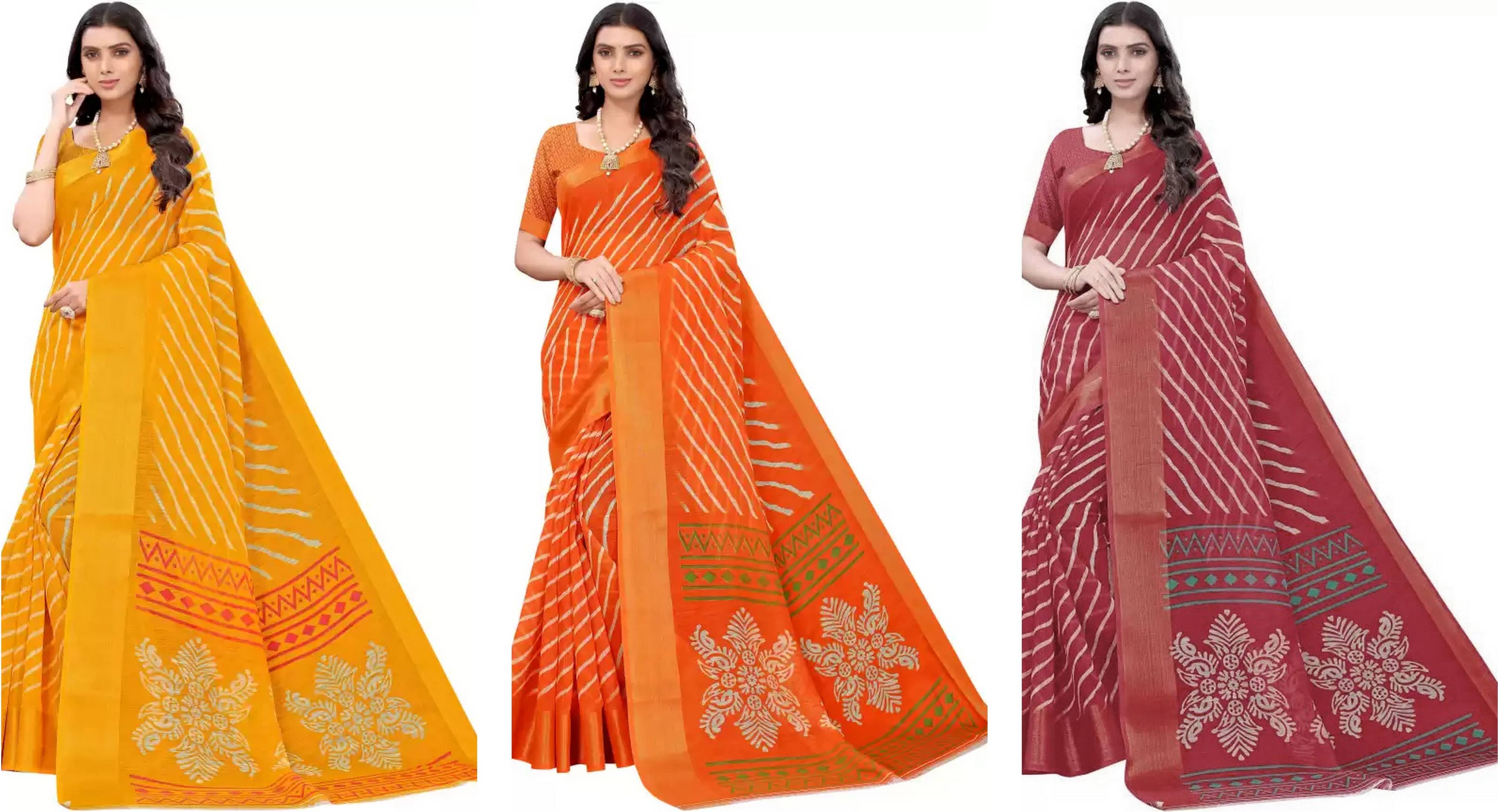 RUNAYA NX Cotton Silk Printed Saree With Unstitched Blouse Piece ( Multicolor ) RUNAYA NX Cotton Silk Printed Saree With Unstitched Blouse Piece ( Multicolor )