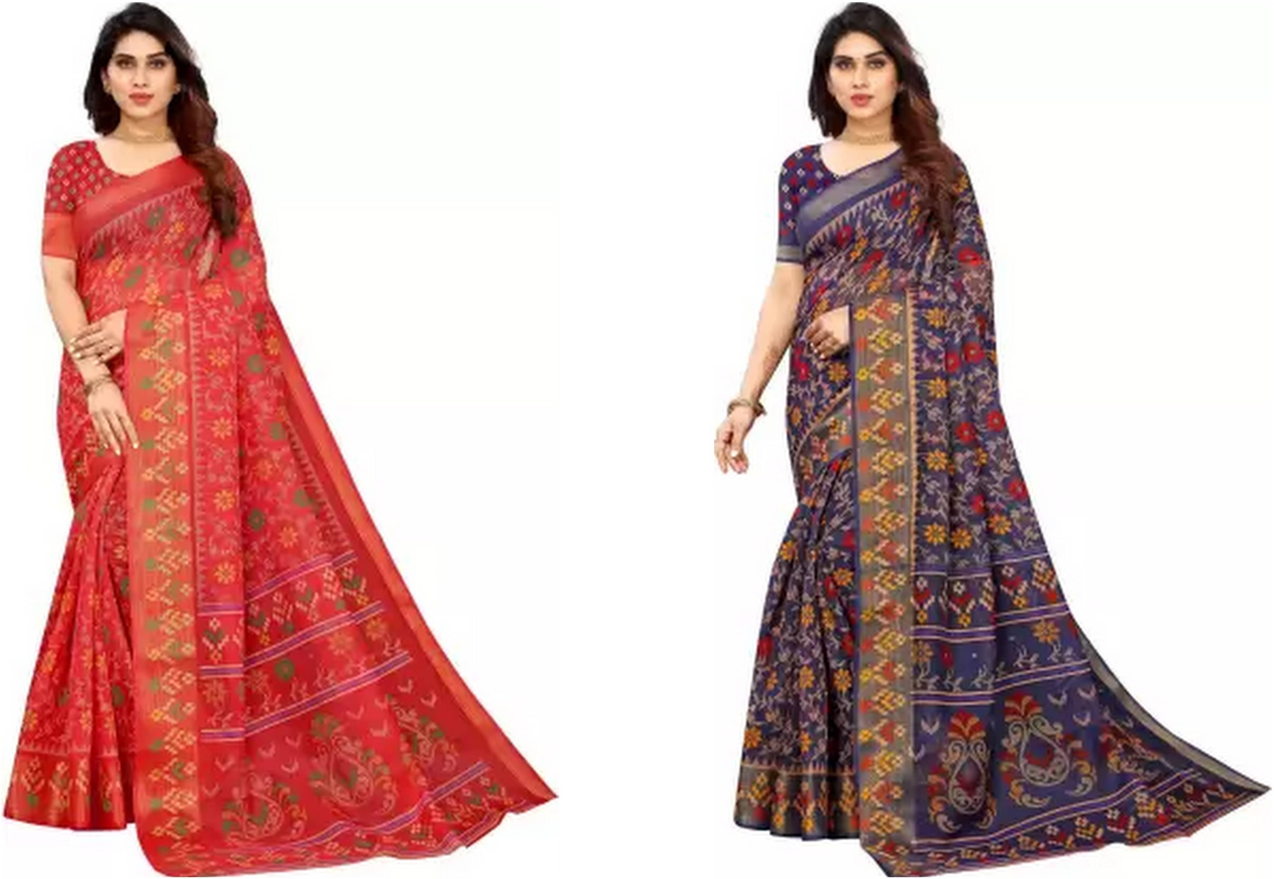     			RUNAYA NX Cotton Silk Printed Saree With Unstitched Blouse Piece ( Multicolor )