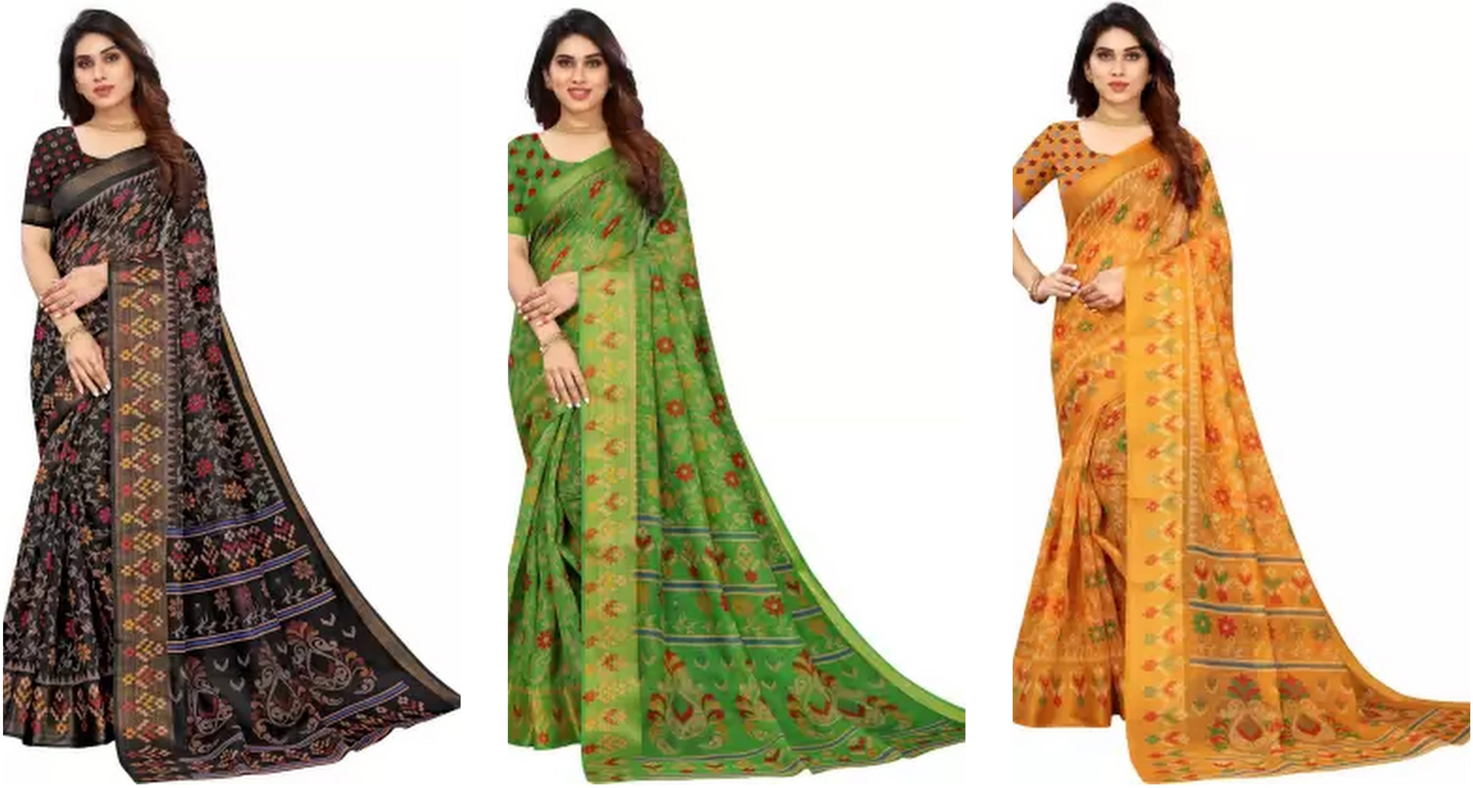 RUNAYA NX Cotton Silk Printed Saree With Unstitched Blouse Piece ( Multicolor ) RUNAYA NX Cotton Silk Printed Saree With Unstitched Blouse Piece ( Multicolor )