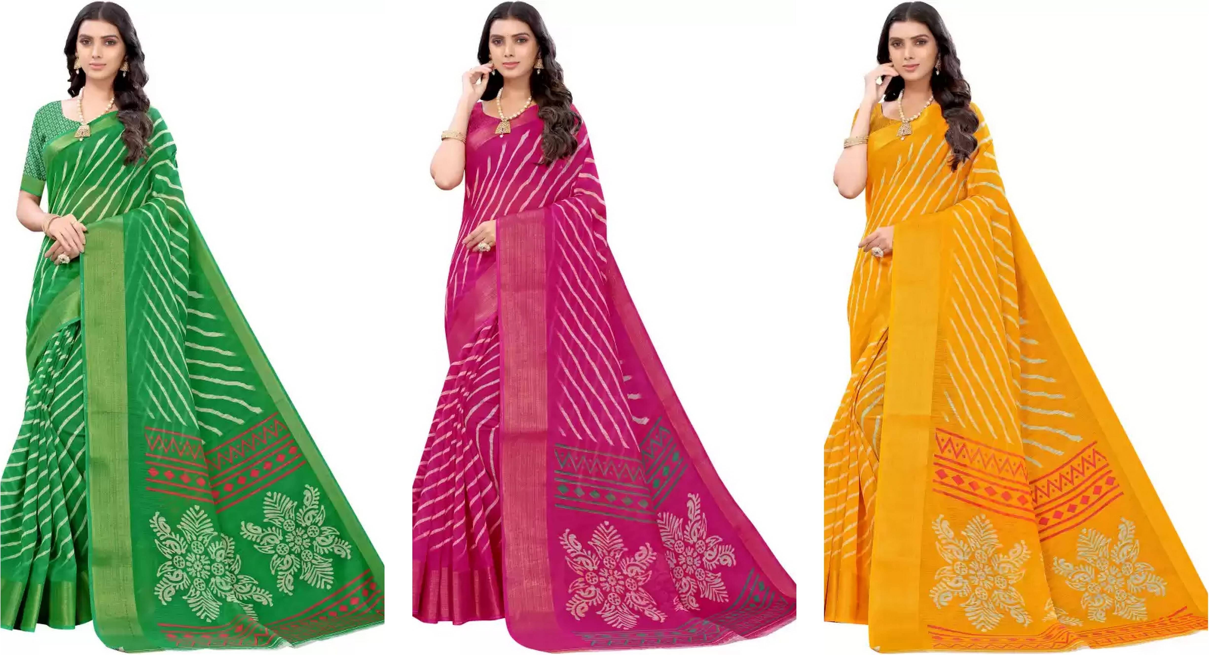RUNAYA NX Cotton Silk Printed Saree With Unstitched Blouse Piece ( Multicolor )     			RUNAYA NX Cotton Silk Printed Saree With Unstitched Blouse Piece ( Multicolor )