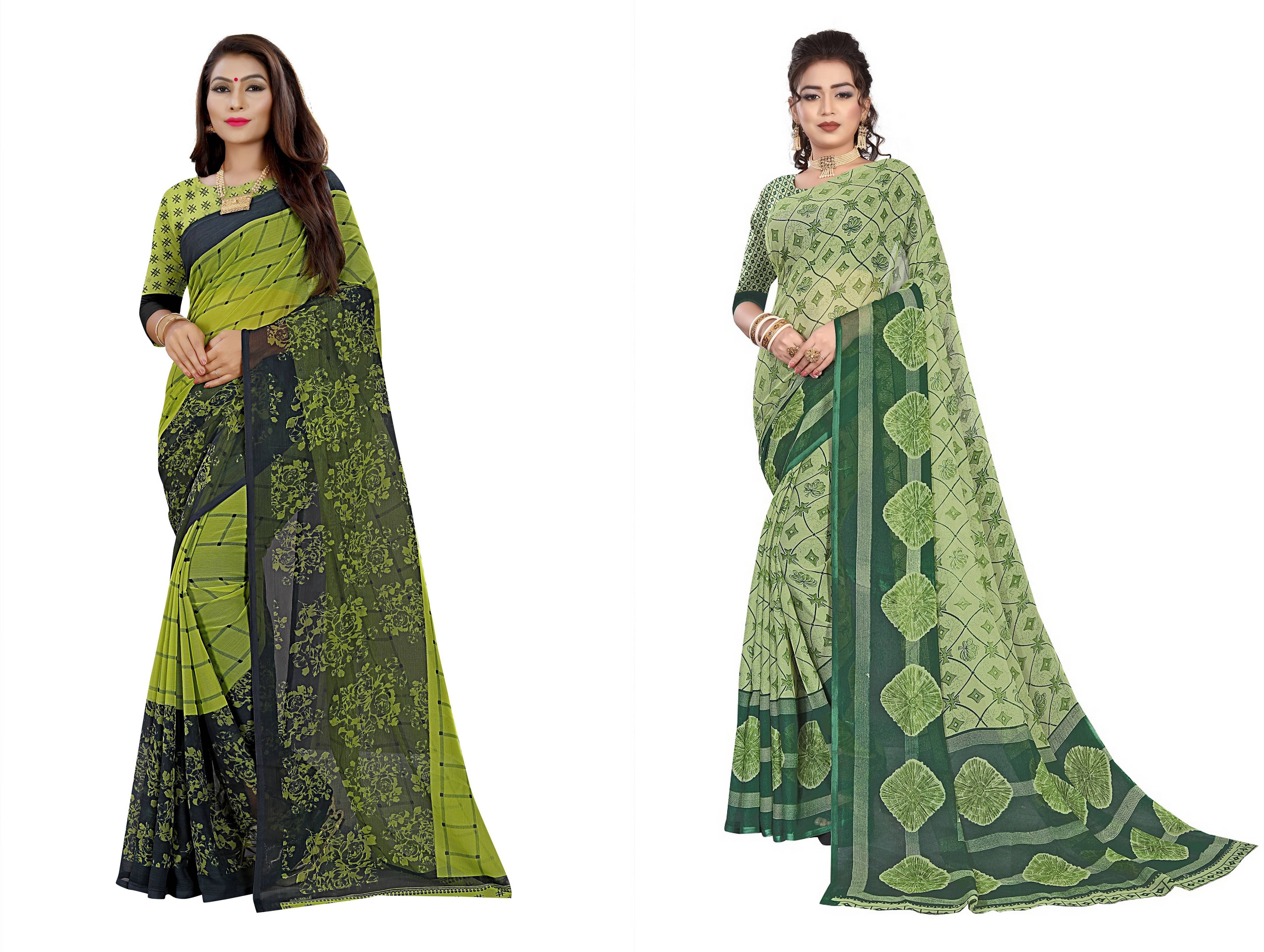 RUNAYA NX Georgette Printed Saree With Unstitched Blouse Piece ( Multicolor ) RUNAYA NX Georgette Printed Saree With Unstitched Blouse Piece ( Multicolor )
