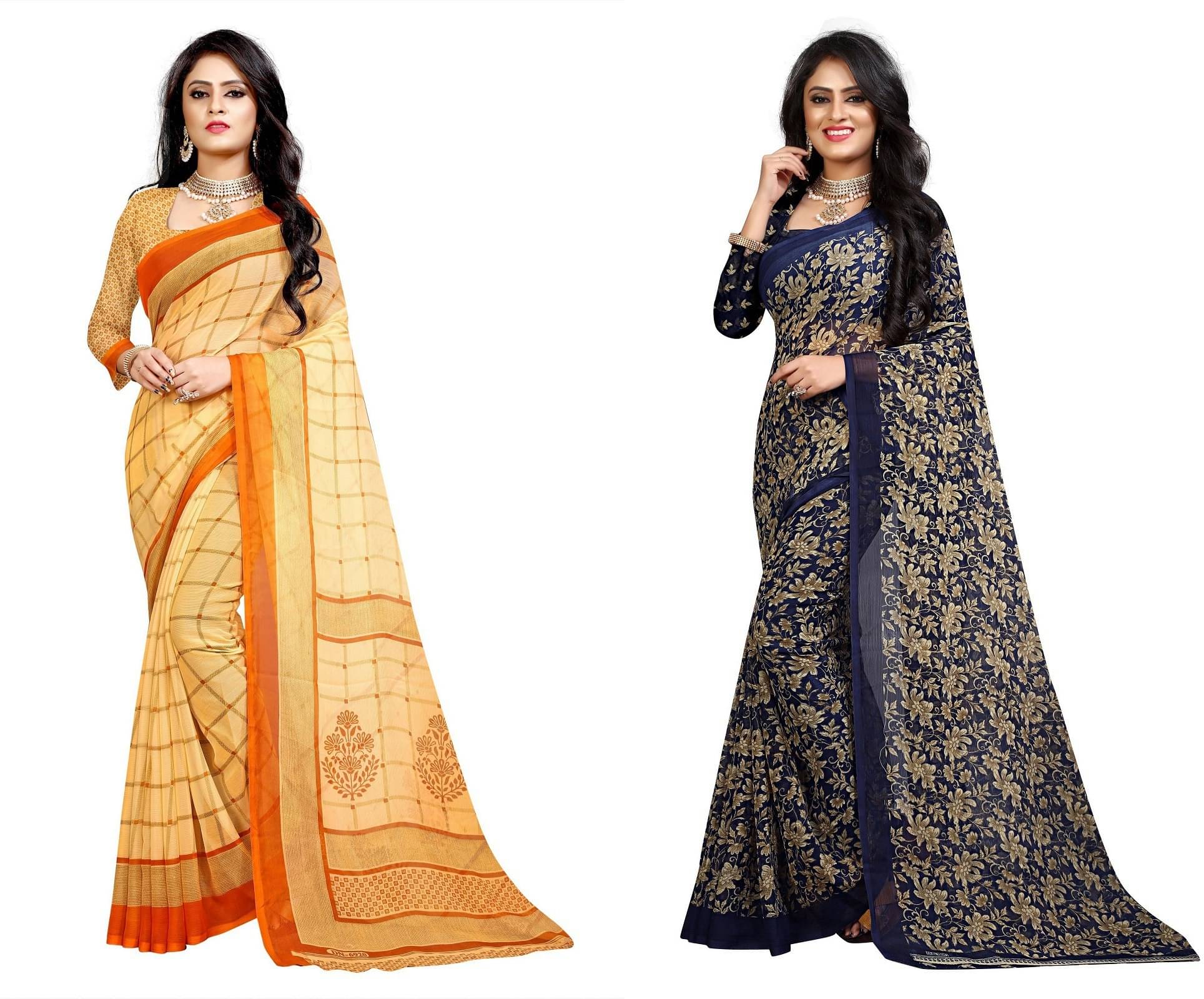 RUNAYA NX Georgette Printed Saree With Unstitched Blouse Piece ( Multicolor ) RUNAYA NX Georgette Printed Saree With Unstitched Blouse Piece ( Multicolor )