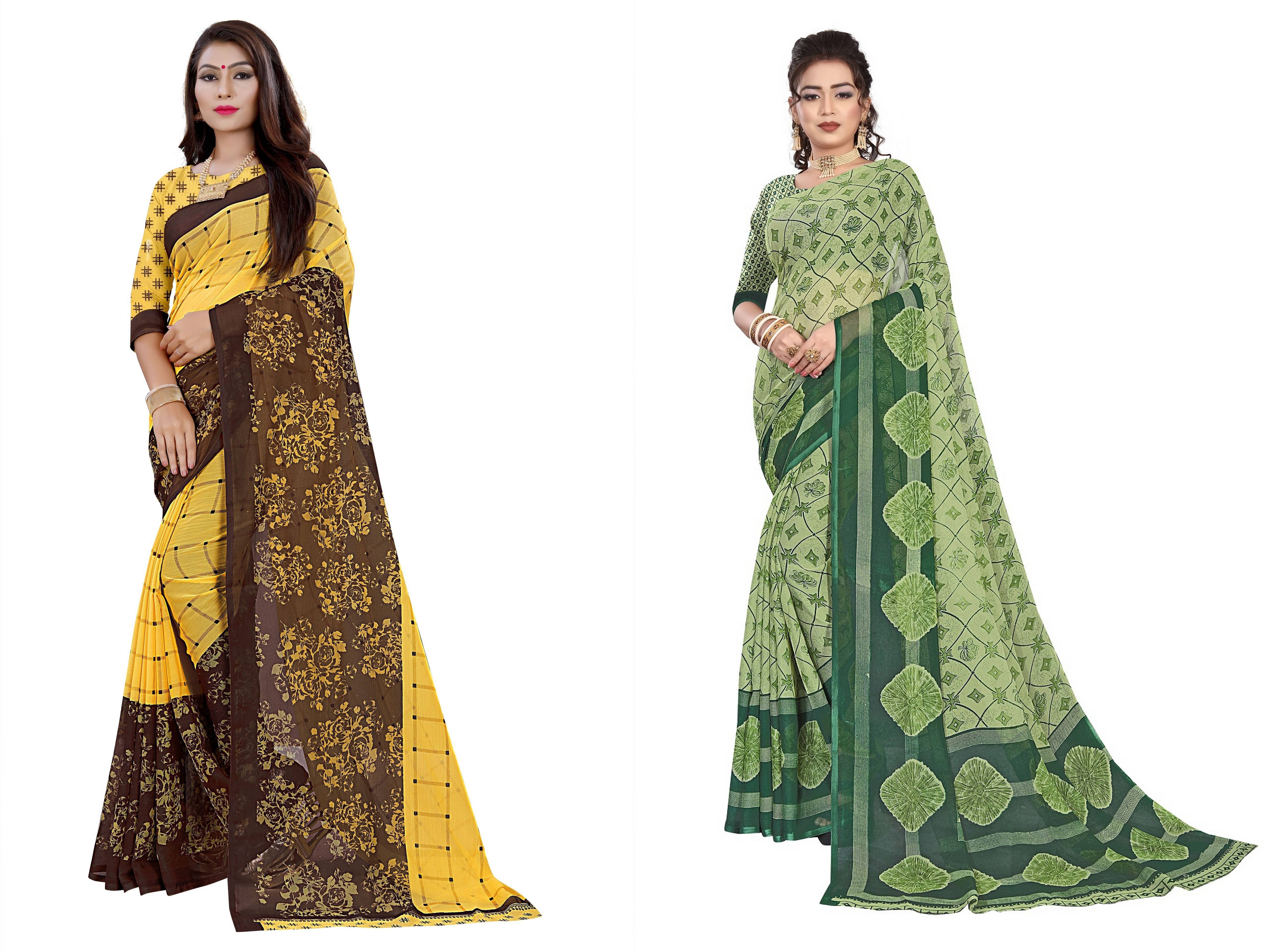 RUNAYA NX Georgette Printed Saree With Unstitched Blouse Piece ( Multicolor ) RUNAYA NX Georgette Printed Saree With Unstitched Blouse Piece ( Multicolor )