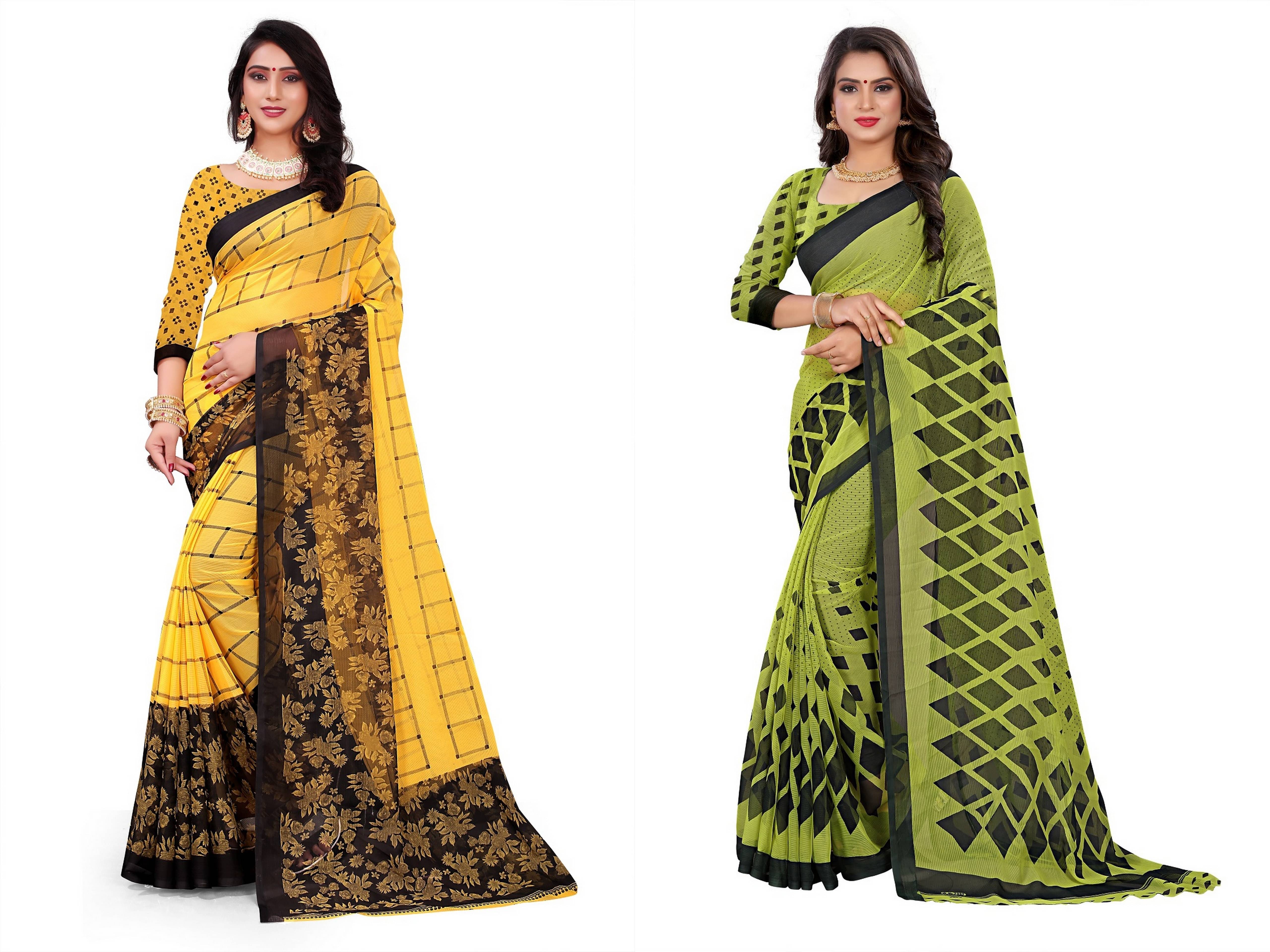 RUNAYA NX Georgette Printed Saree With Unstitched Blouse Piece ( Multicolor ) RUNAYA NX Georgette Printed Saree With Unstitched Blouse Piece ( Multicolor )