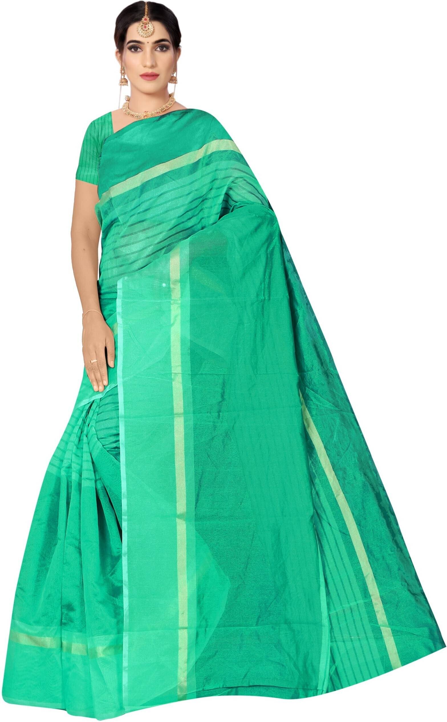     			RUNAYA NX Georgette Printed Saree With Unstitched Blouse Piece ( Green )