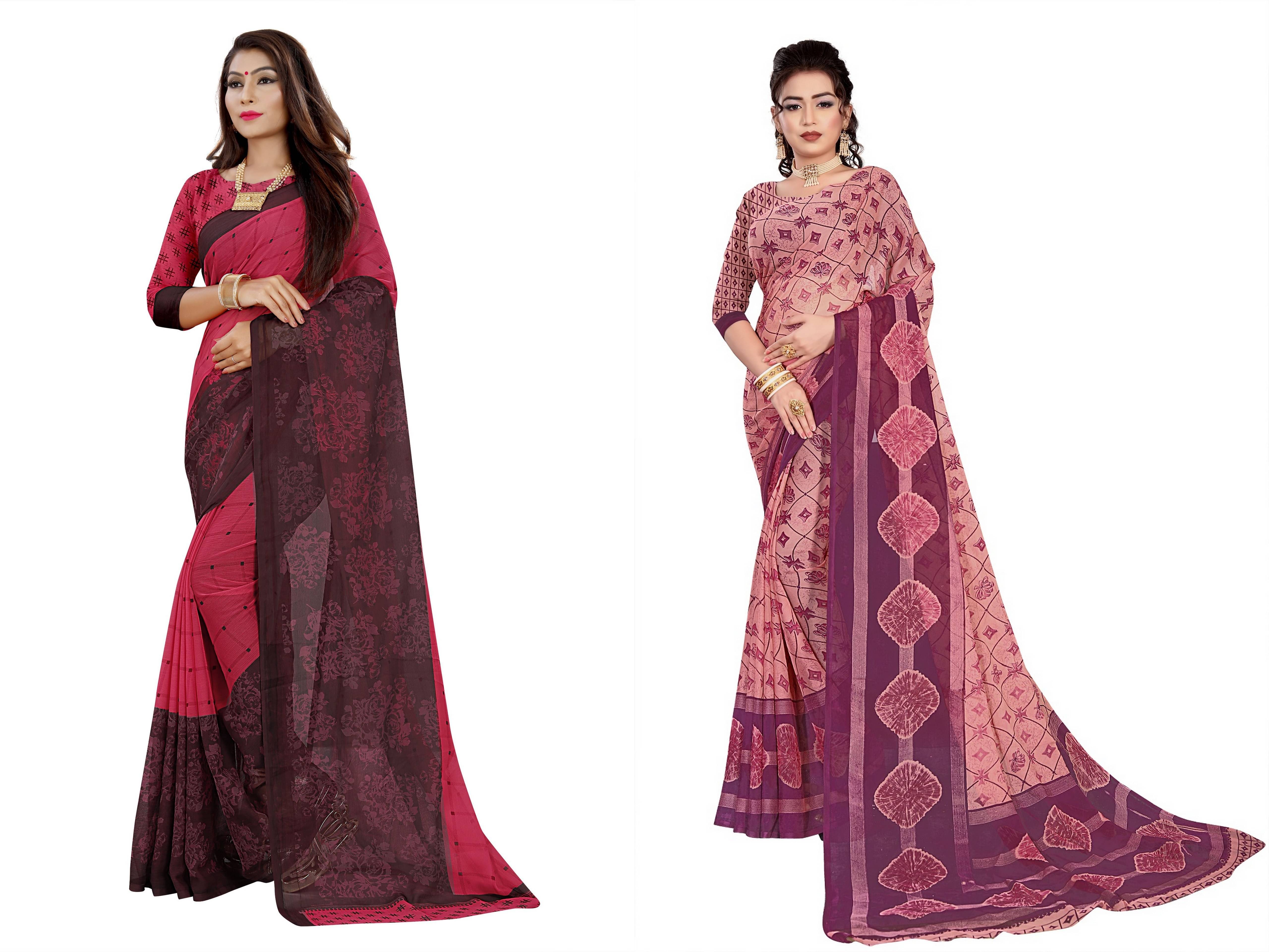 RUNAYA NX Georgette Printed Saree With Unstitched Blouse Piece ( Multicolor ) RUNAYA NX Georgette Printed Saree With Unstitched Blouse Piece ( Multicolor )