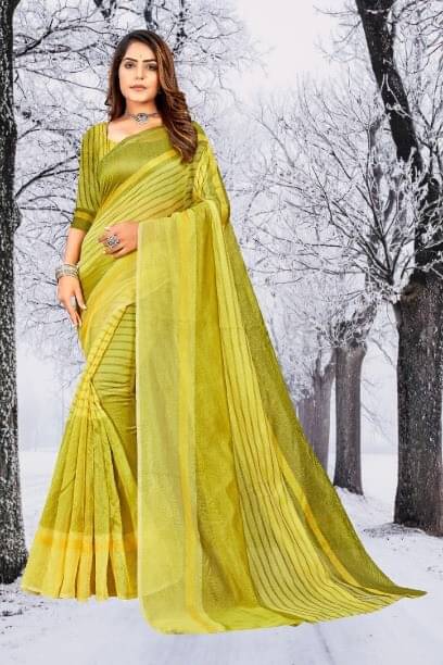 RUNAYA NX Georgette Printed Saree With Unstitched Blouse Piece ( Yellow ) RUNAYA NX Georgette Printed Saree With Unstitched Blouse Piece ( Yellow )